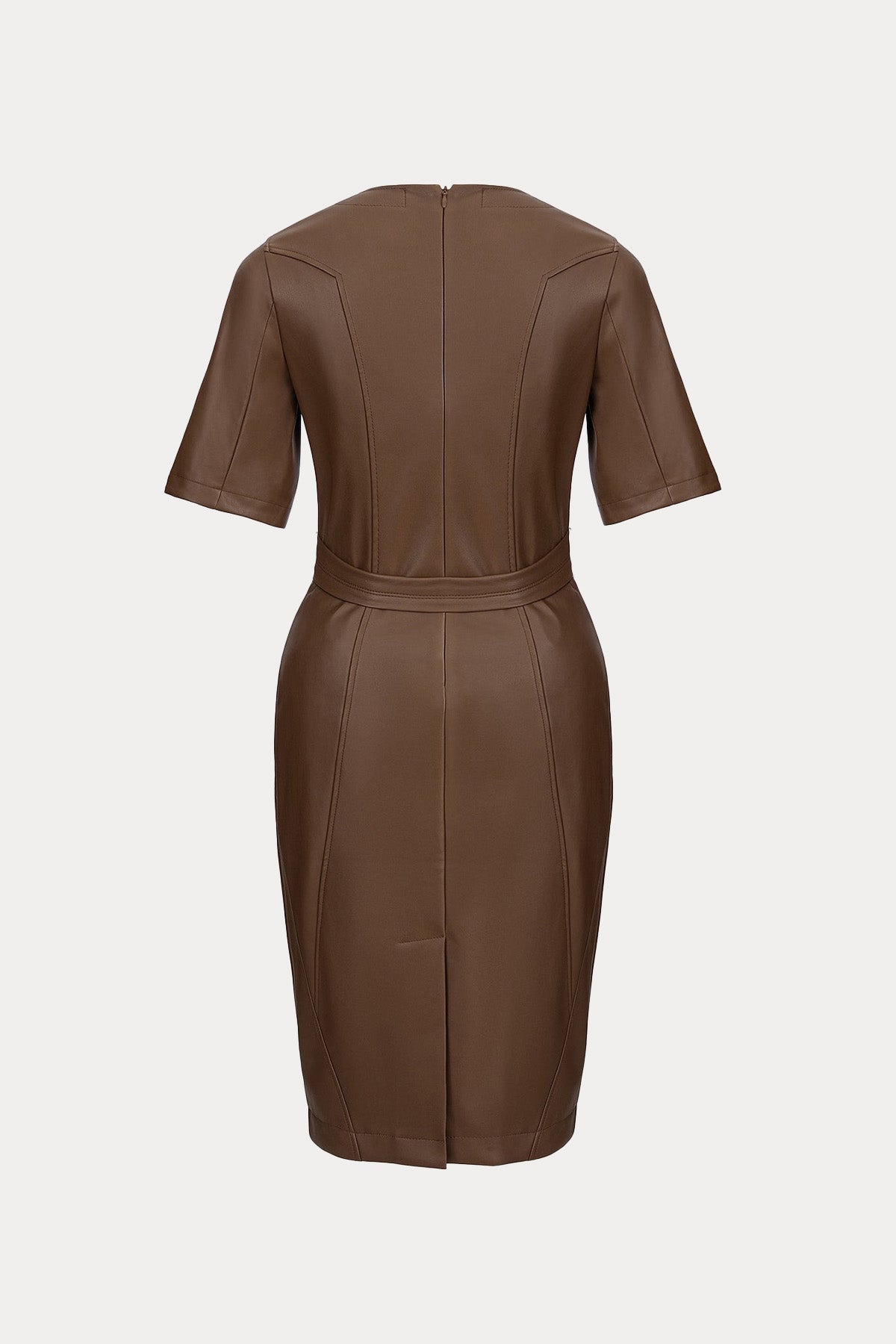 Urbancode Kemerli Midi Deri Elbise-Libas Trendy Fashion Store