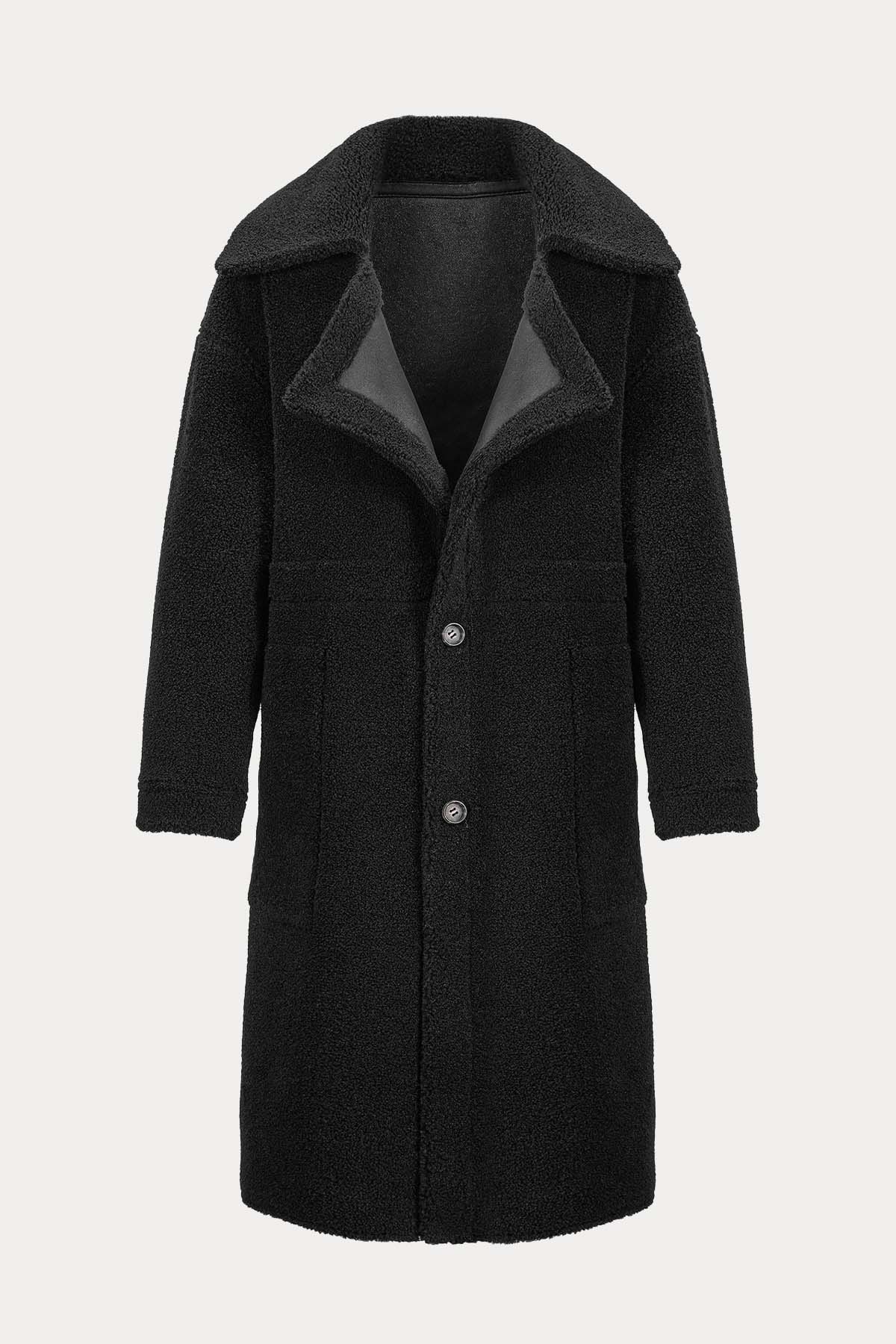 Urbancode Çift Taraflı Eko Kürklü Deri Manto-Libas Trendy Fashion Store