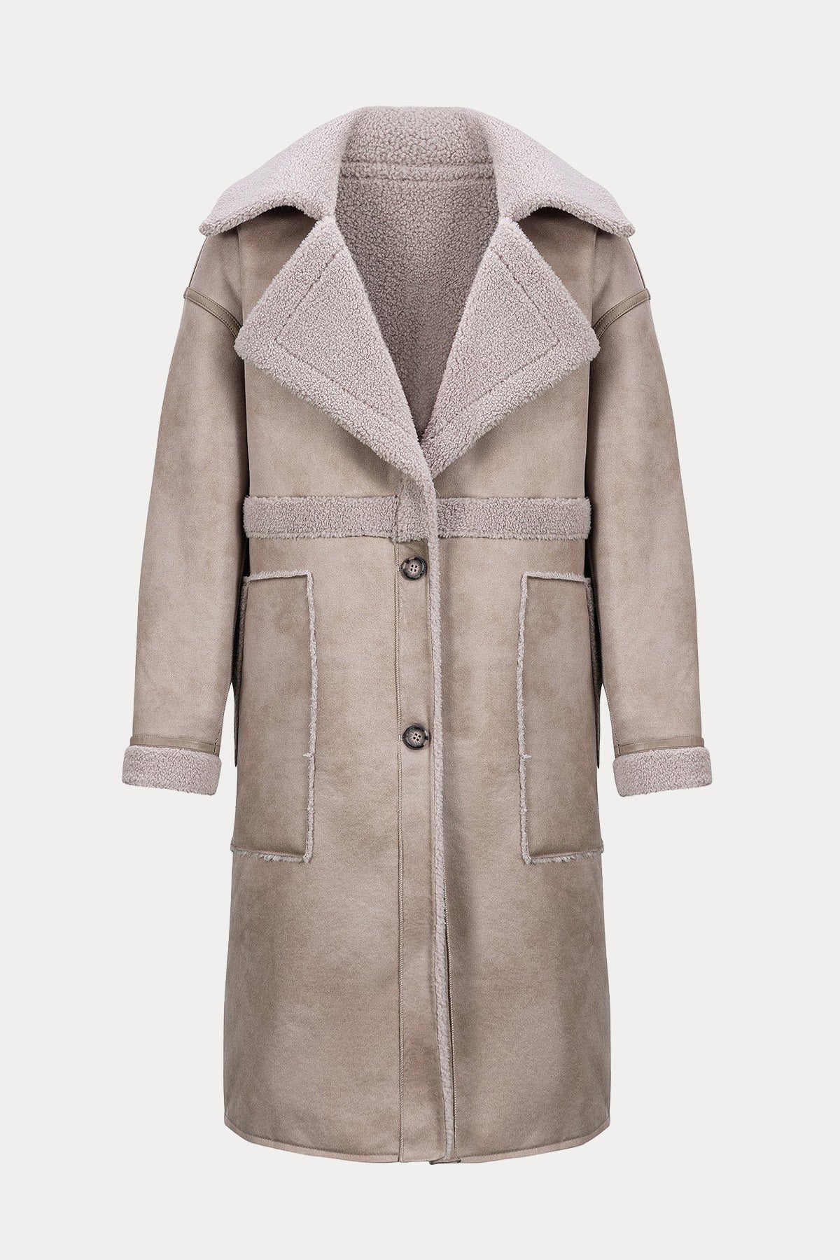 Urbancode Çift Taraflı Eko Kürklü Deri Manto-Libas Trendy Fashion Store