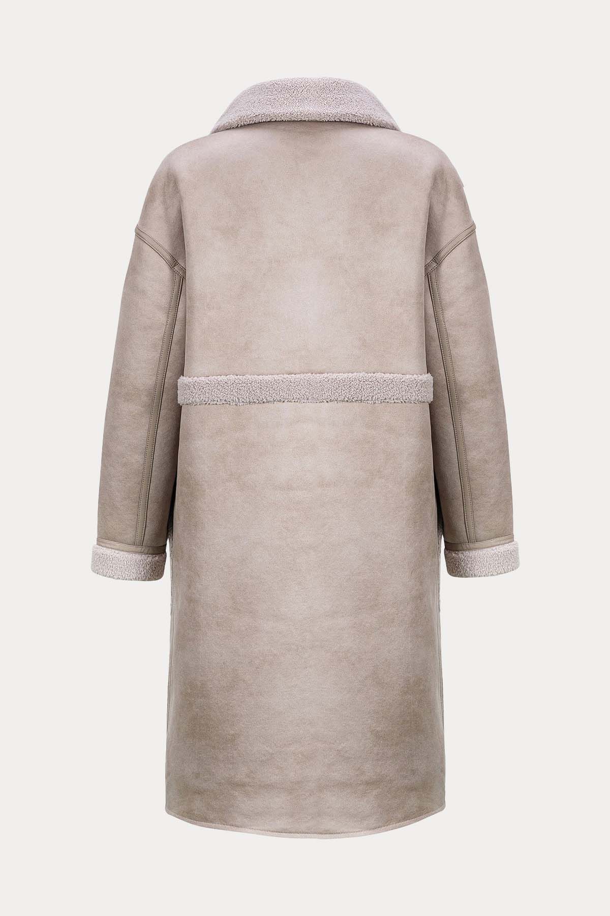 Urbancode Çift Taraflı Eko Kürklü Deri Manto-Libas Trendy Fashion Store