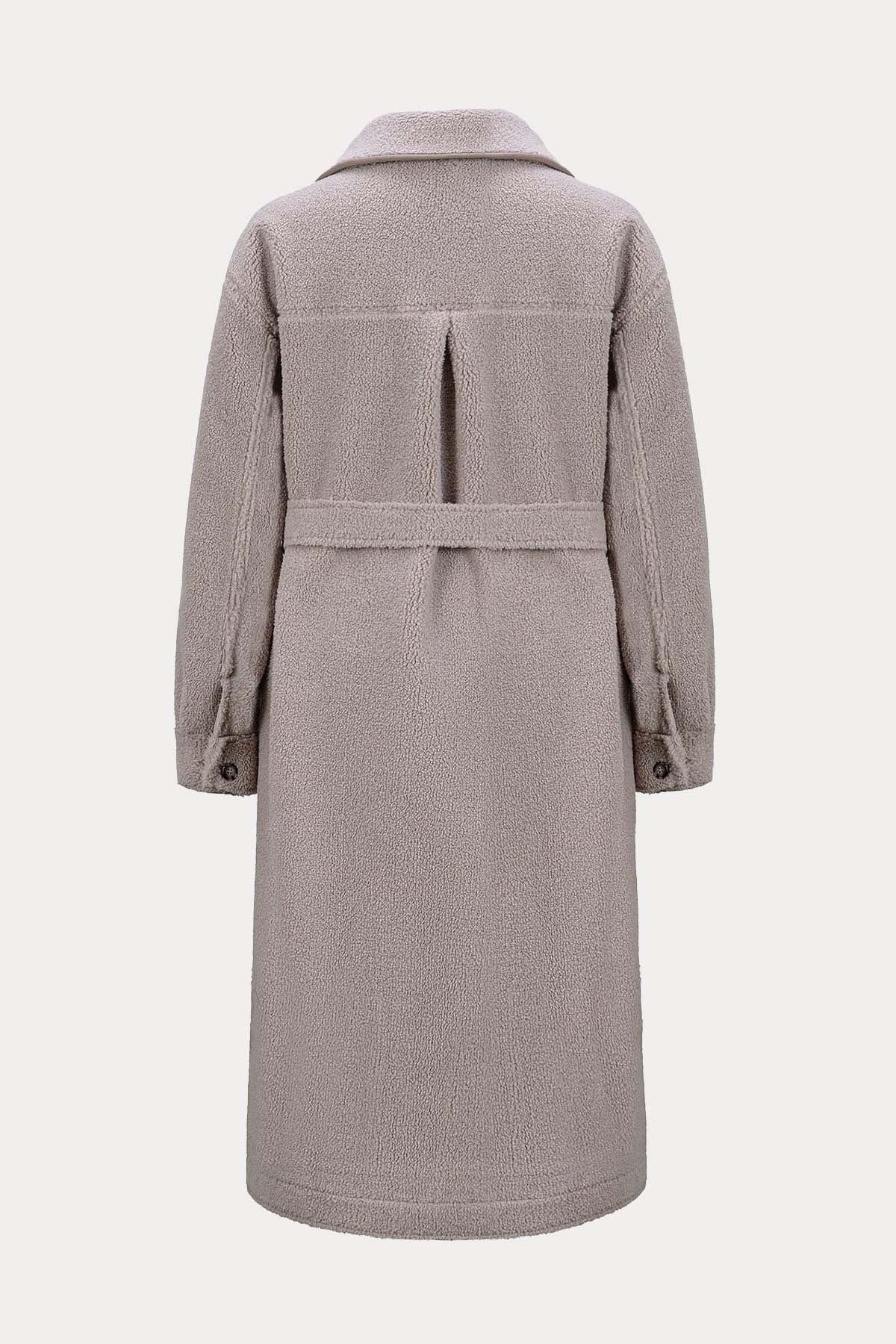 Urbancode Çift Taraflı Kuşaklı Eko Kürklü Deri Manto-Libas Trendy Fashion Store