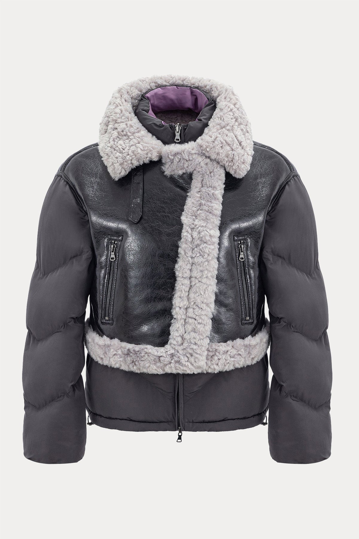 Urbancode Çift Taraflı Eko Kürklü Deri Detaylı Puffer Mont-Libas Trendy Fashion Store