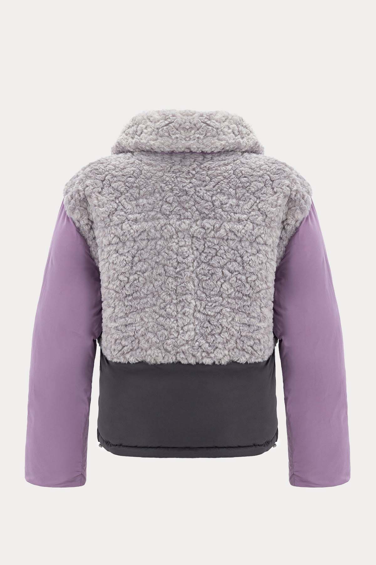 Urbancode Çift Taraflı Eko Kürklü Deri Detaylı Puffer Mont-Libas Trendy Fashion Store