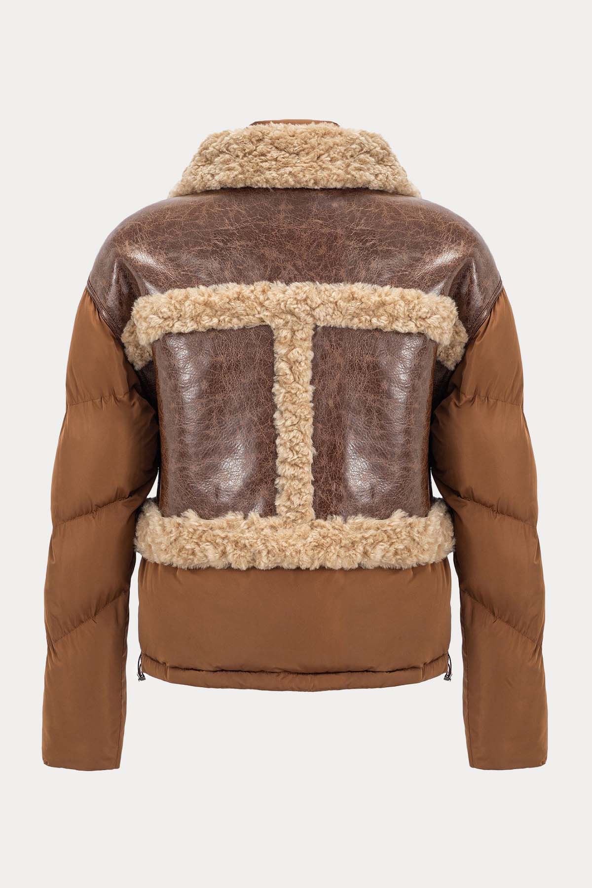 Urbancode Çift Taraflı Eko Kürklü Deri Detaylı Puffer Mont-Libas Trendy Fashion Store