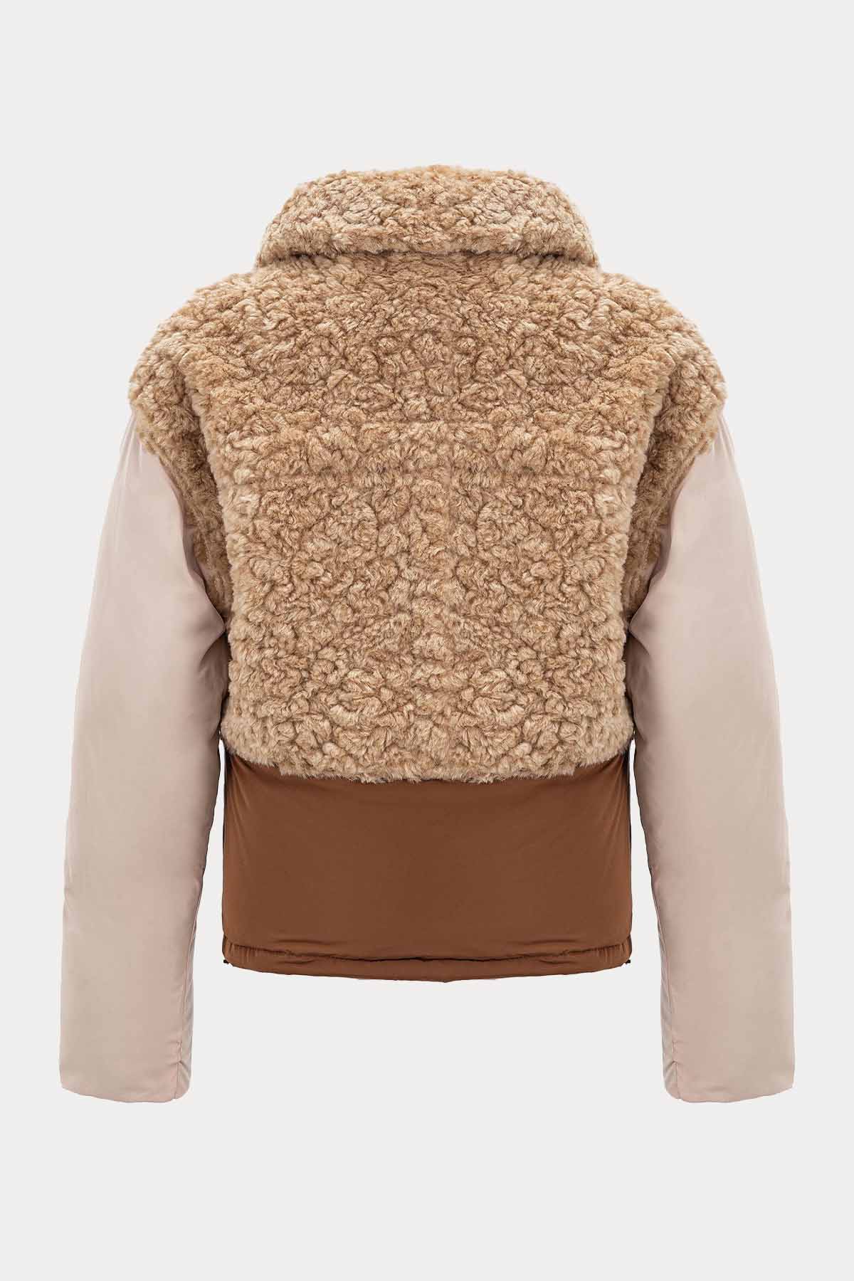 Urbancode Çift Taraflı Eko Kürklü Deri Detaylı Puffer Mont-Libas Trendy Fashion Store