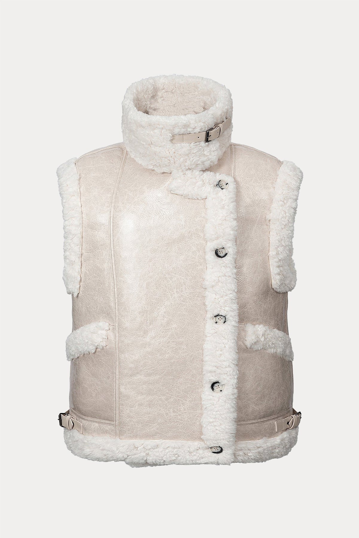 Urbancode Çift Taraflı Eko Kürklü Deri Yelek-Libas Trendy Fashion Store