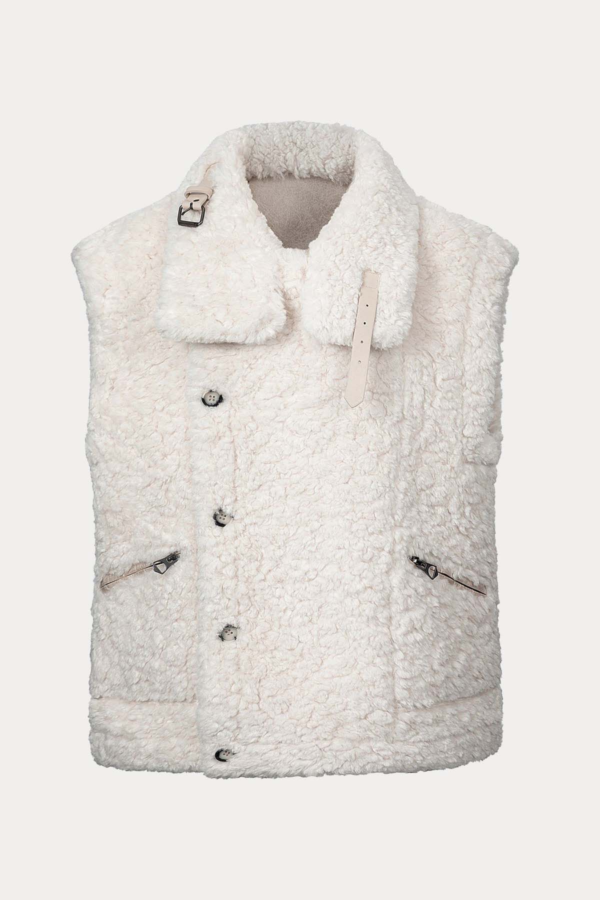 Urbancode Çift Taraflı Eko Kürklü Deri Yelek-Libas Trendy Fashion Store