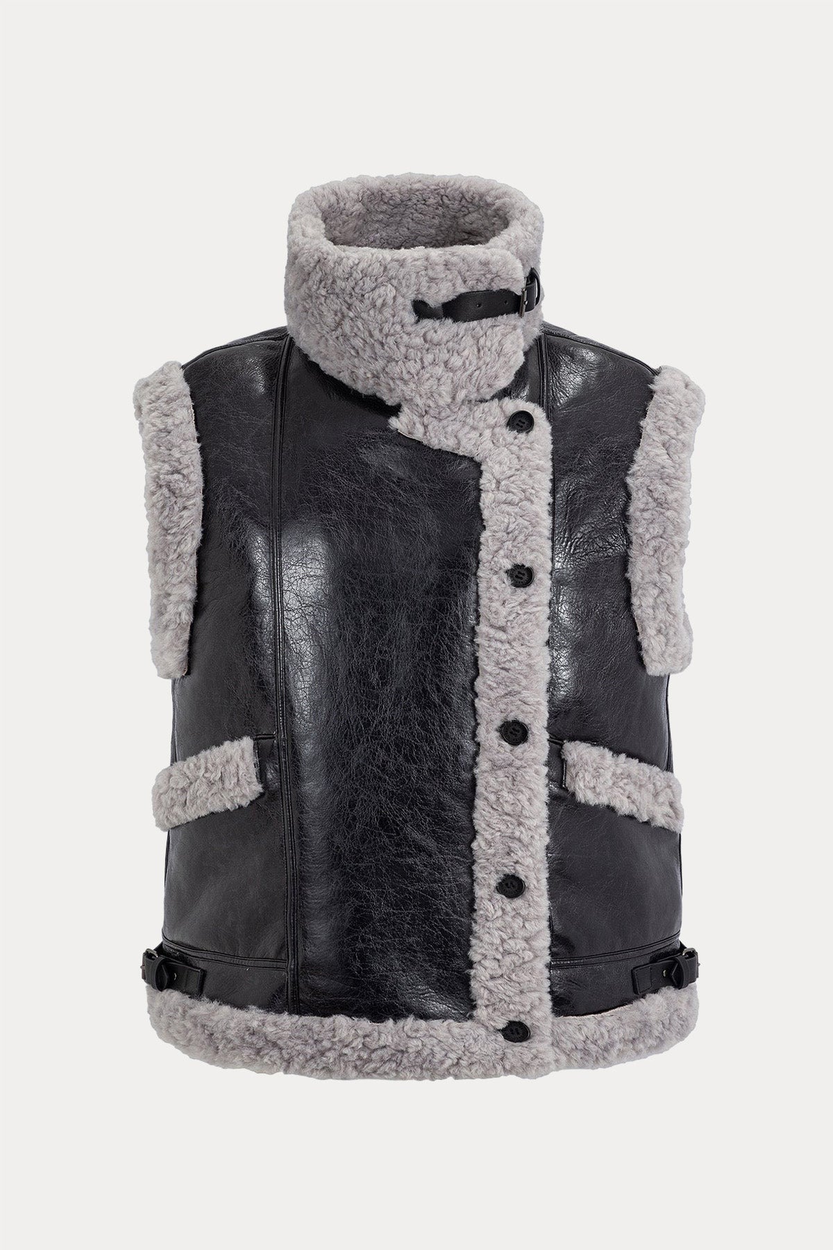 Urbancode Çift Taraflı Eko Kürklü Deri Yelek-Libas Trendy Fashion Store