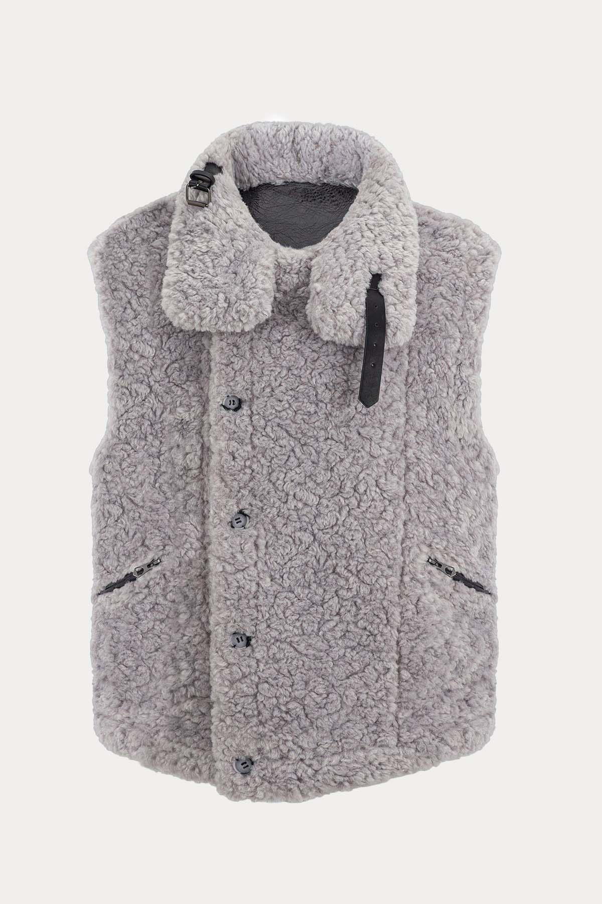 Urbancode Çift Taraflı Eko Kürklü Deri Yelek-Libas Trendy Fashion Store