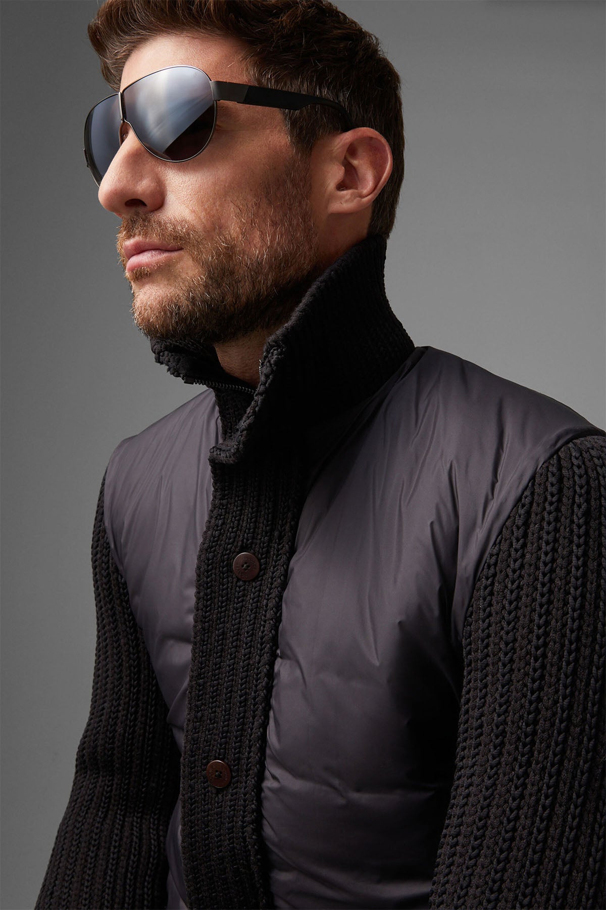 Bogner Pelle Dolgulu Dik Yaka Triko Ceket-Libas Trendy Fashion Store