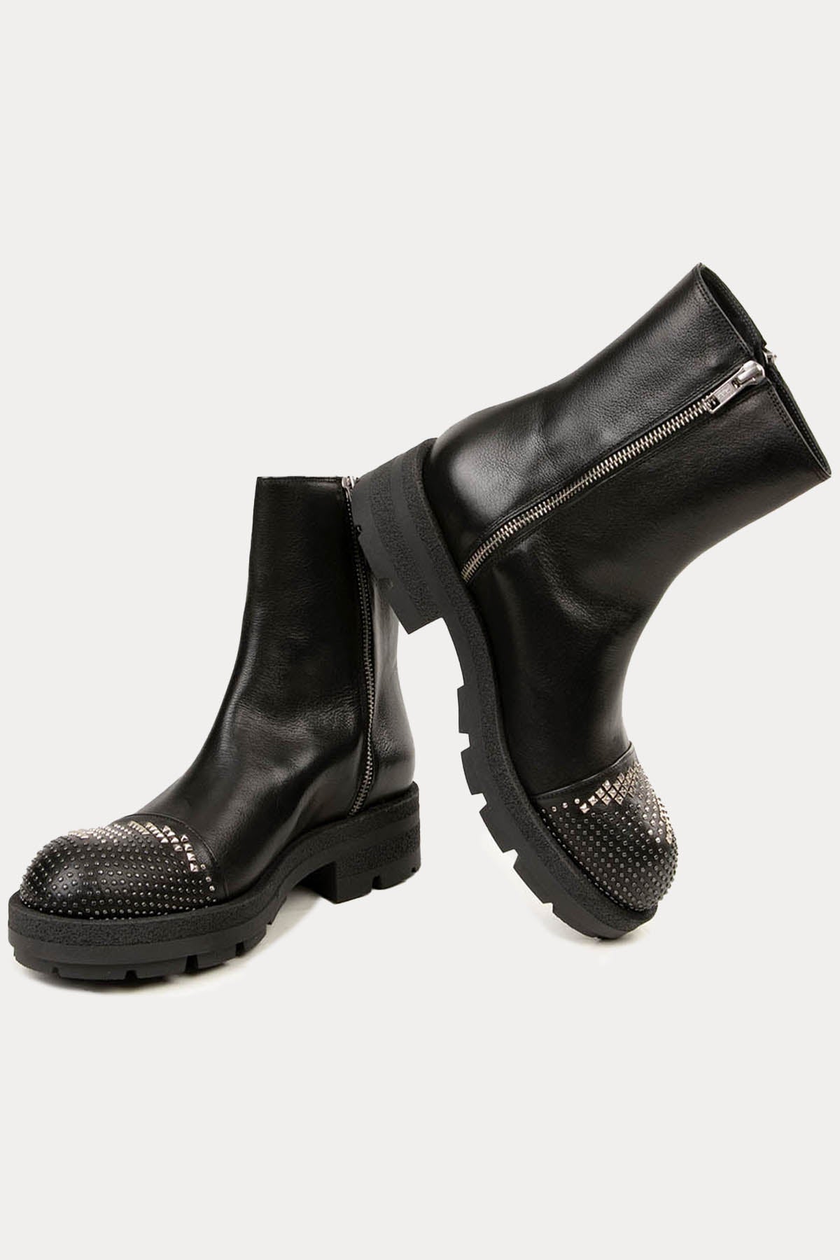 Fruit Yandan Fermuarlı Troklu Deri Bot