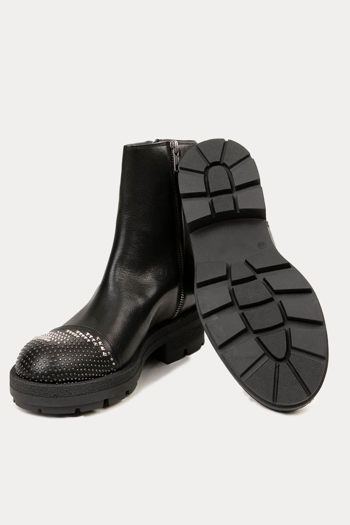 Fruit Yandan Fermuarlı Troklu Deri Bot