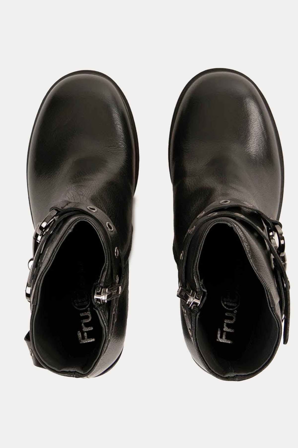 Fruit Zımbalı Kemer Detaylı Topuklu Deri Bot