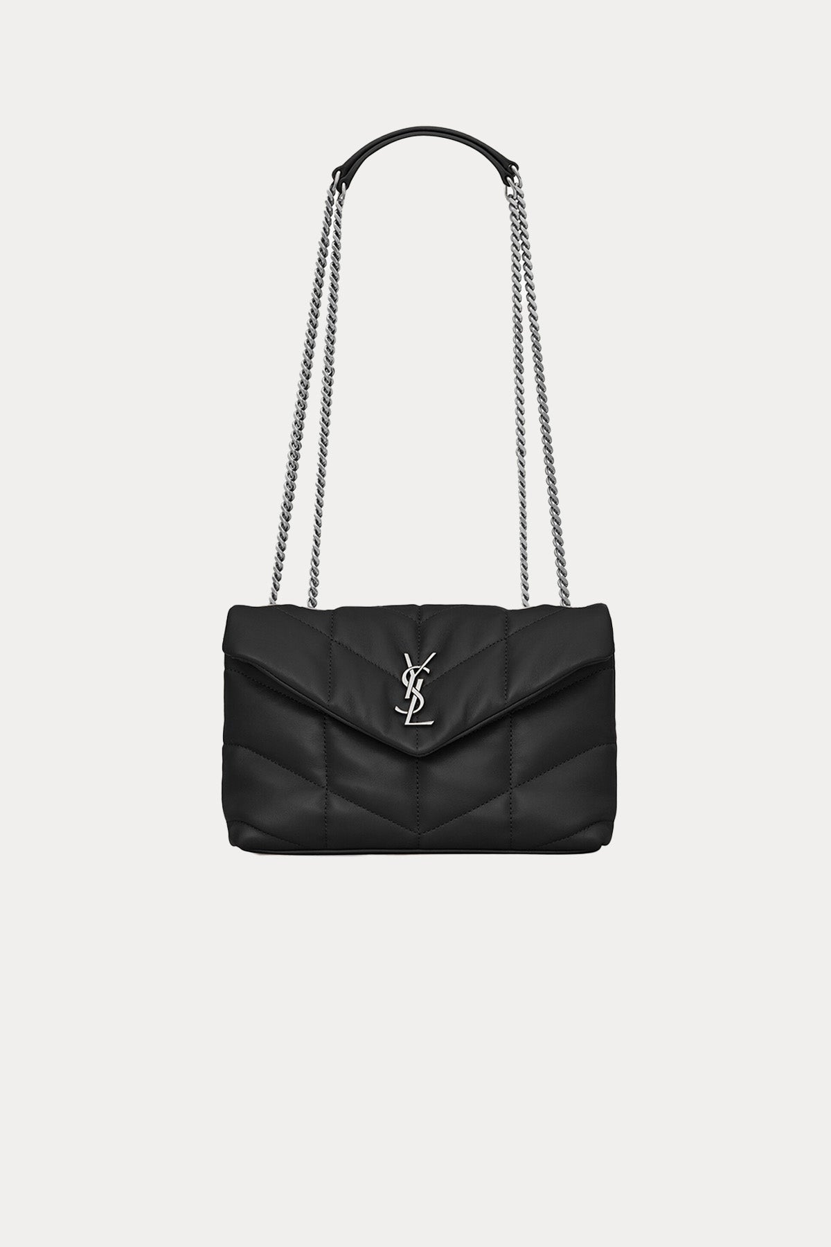 Saint Laurent Silver Zincir Askılı Kapitone Deri Omuz Çantası-Libas Trendy Fashion Store