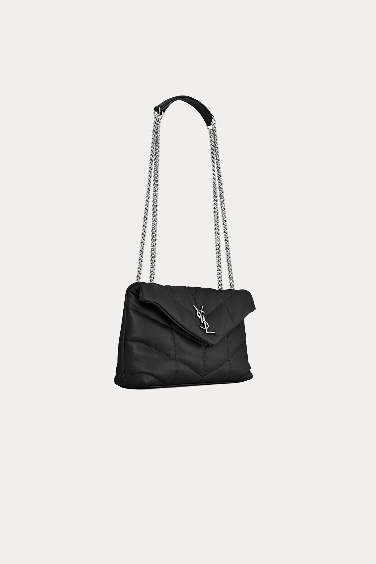 Saint Laurent Silver Zincir Askılı Kapitone Deri Omuz Çantası-Libas Trendy Fashion Store