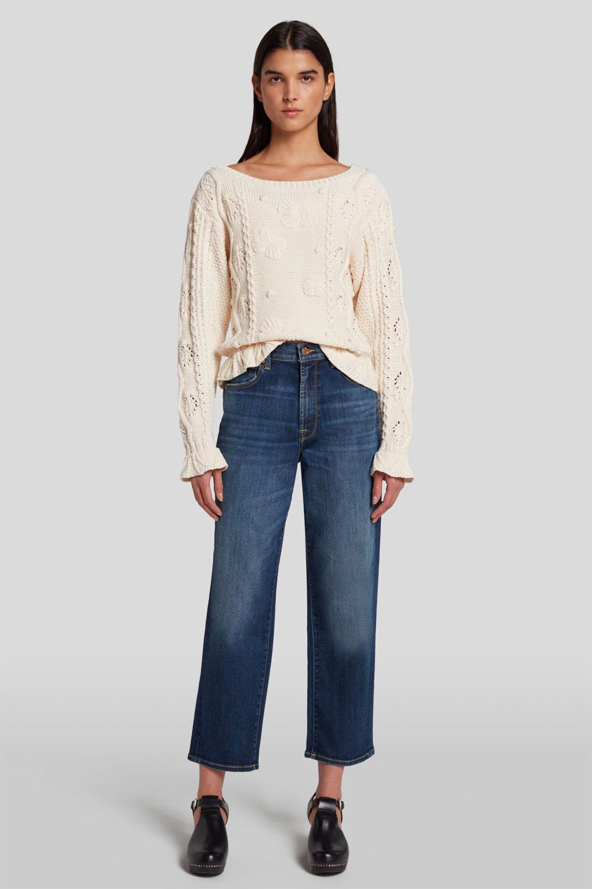 7 For All Mankind Modern Straight Fit Crop Paça Jeans-Libas Trendy Fashion Store