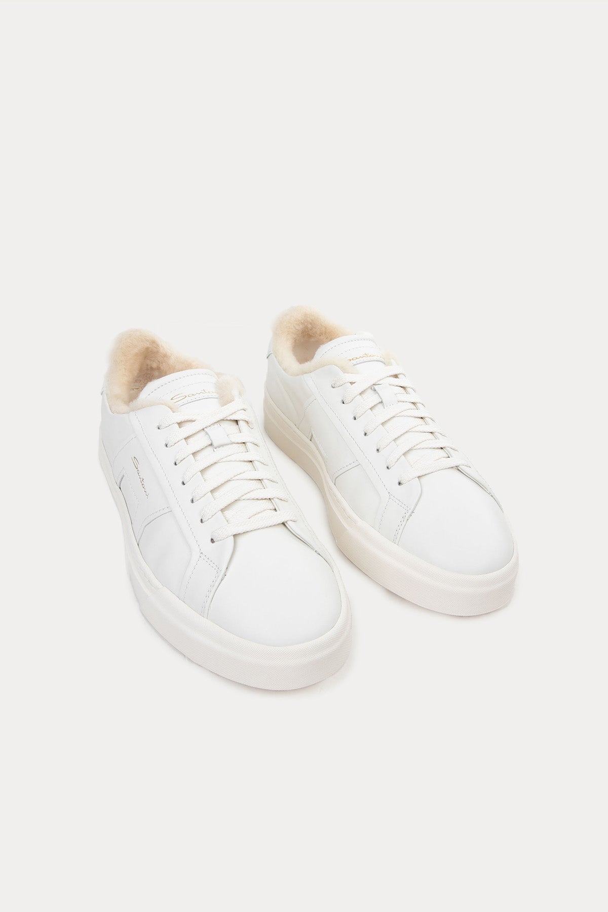 Santoni İçi Kürklü Deri Double Buckle Sneaker Ayakkabı-Libas Trendy Fashion Store