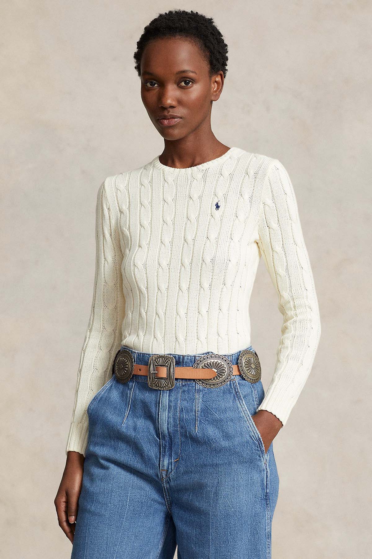 Polo Ralph Lauren Pima Cotton Slim Fit Yuvarlak Yaka Saç Örgü Triko-Libas Trendy Fashion Store