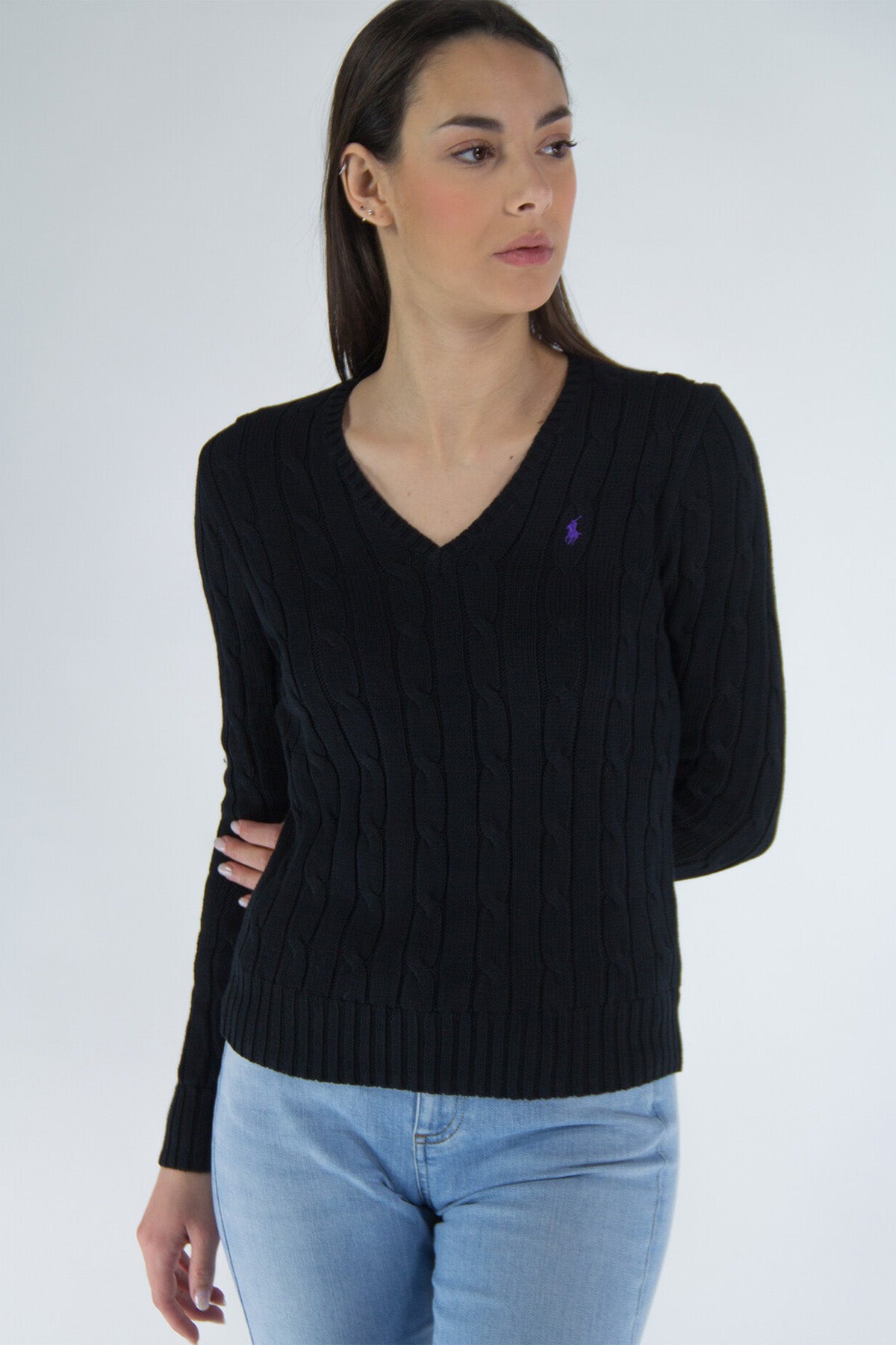 Polo Ralph Lauren Pima Cotton Slim Fit V Yaka Saç Örgü Triko-Libas Trendy Fashion Store