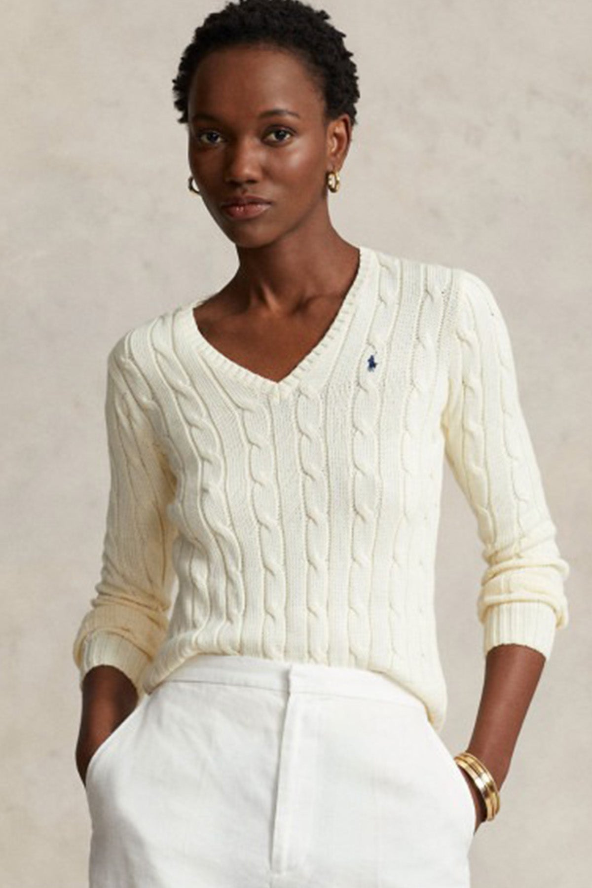 Polo Ralph Lauren Pima Cotton Slim Fit V Yaka Saç Örgü Triko-Libas Trendy Fashion Store