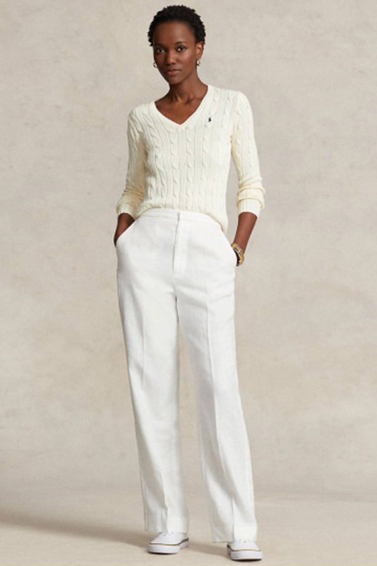 Polo Ralph Lauren Pima Cotton Slim Fit V Yaka Saç Örgü Triko-Libas Trendy Fashion Store