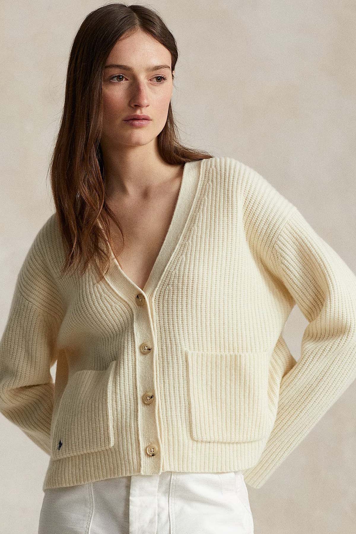 Polo Ralph Lauren V Yaka Kaşmirli Örgü Yün Triko Ceket-Libas Trendy Fashion Store