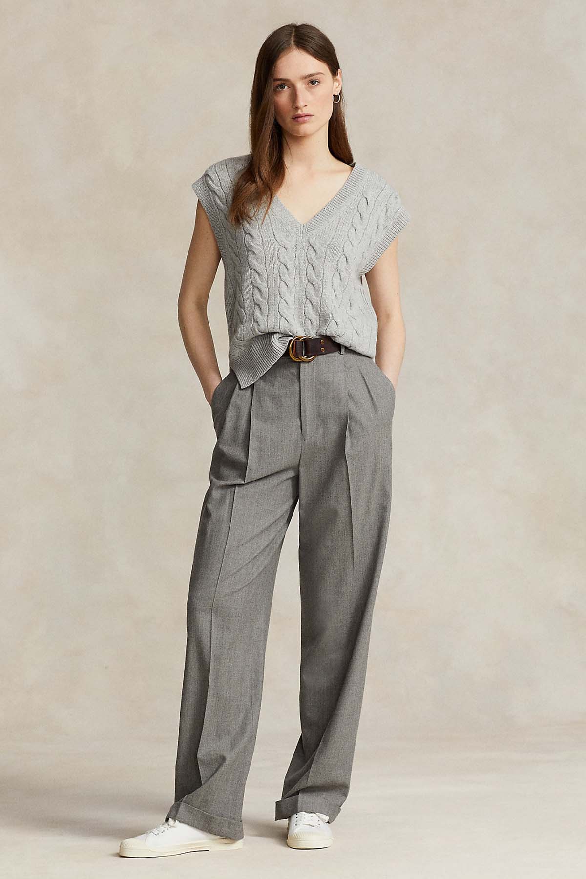 Polo Ralph Lauren V Yaka Kaşmirli Saç Örgü Yün Triko Yelek-Libas Trendy Fashion Store