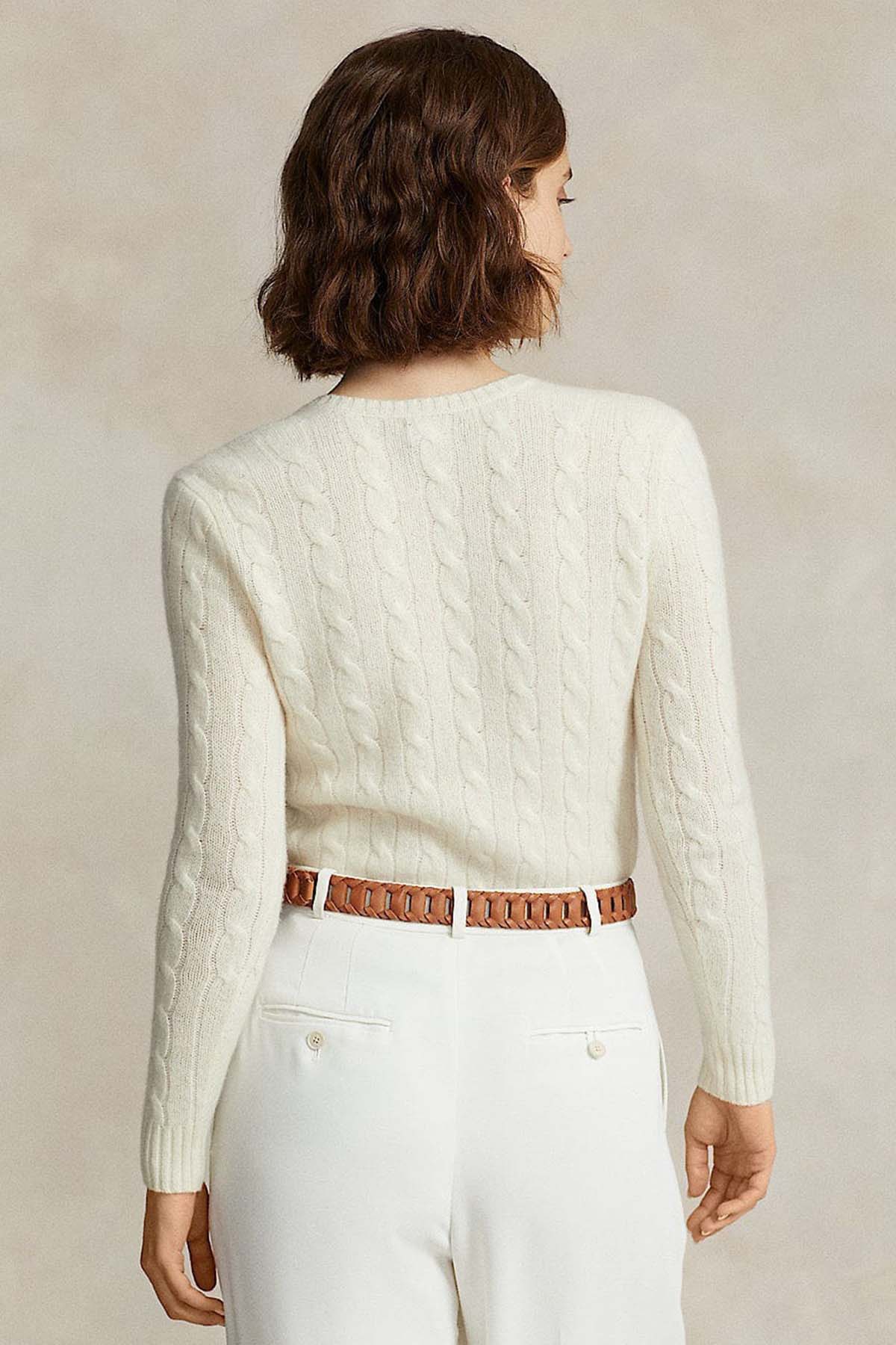 Polo Ralph Lauren Kaşmirli Slim Fit V Yaka Saç Örgü Yün Triko-Libas Trendy Fashion Store