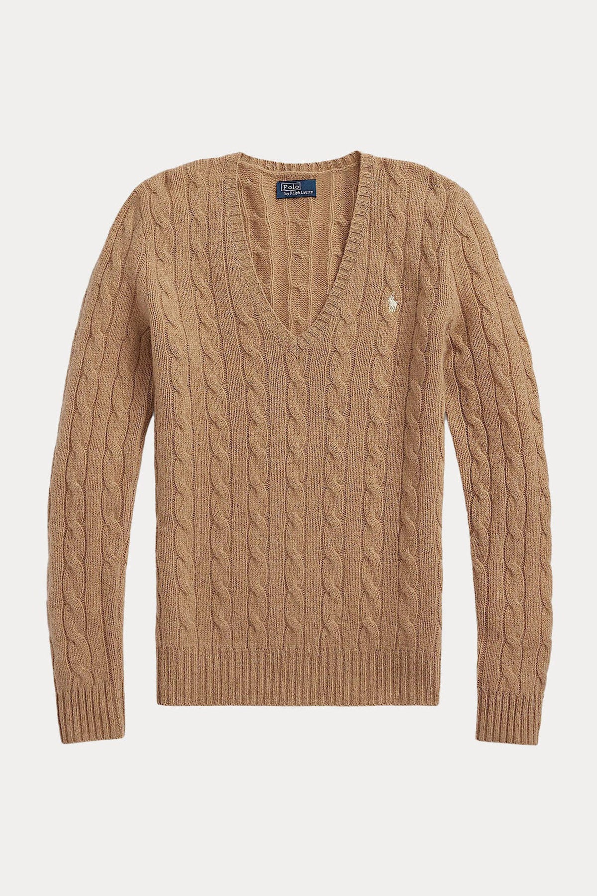 Polo Ralph Lauren Kaşmirli Slim Fit V Yaka Saç Örgü Yün Triko-Libas Trendy Fashion Store