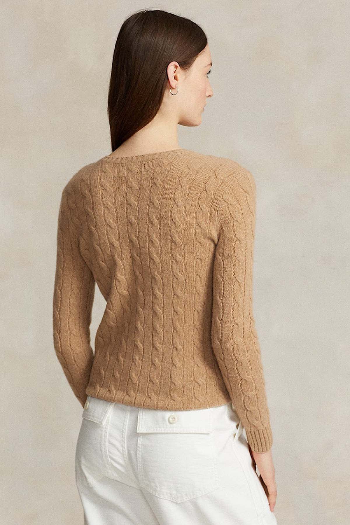 Polo Ralph Lauren Kaşmirli Slim Fit V Yaka Saç Örgü Yün Triko-Libas Trendy Fashion Store