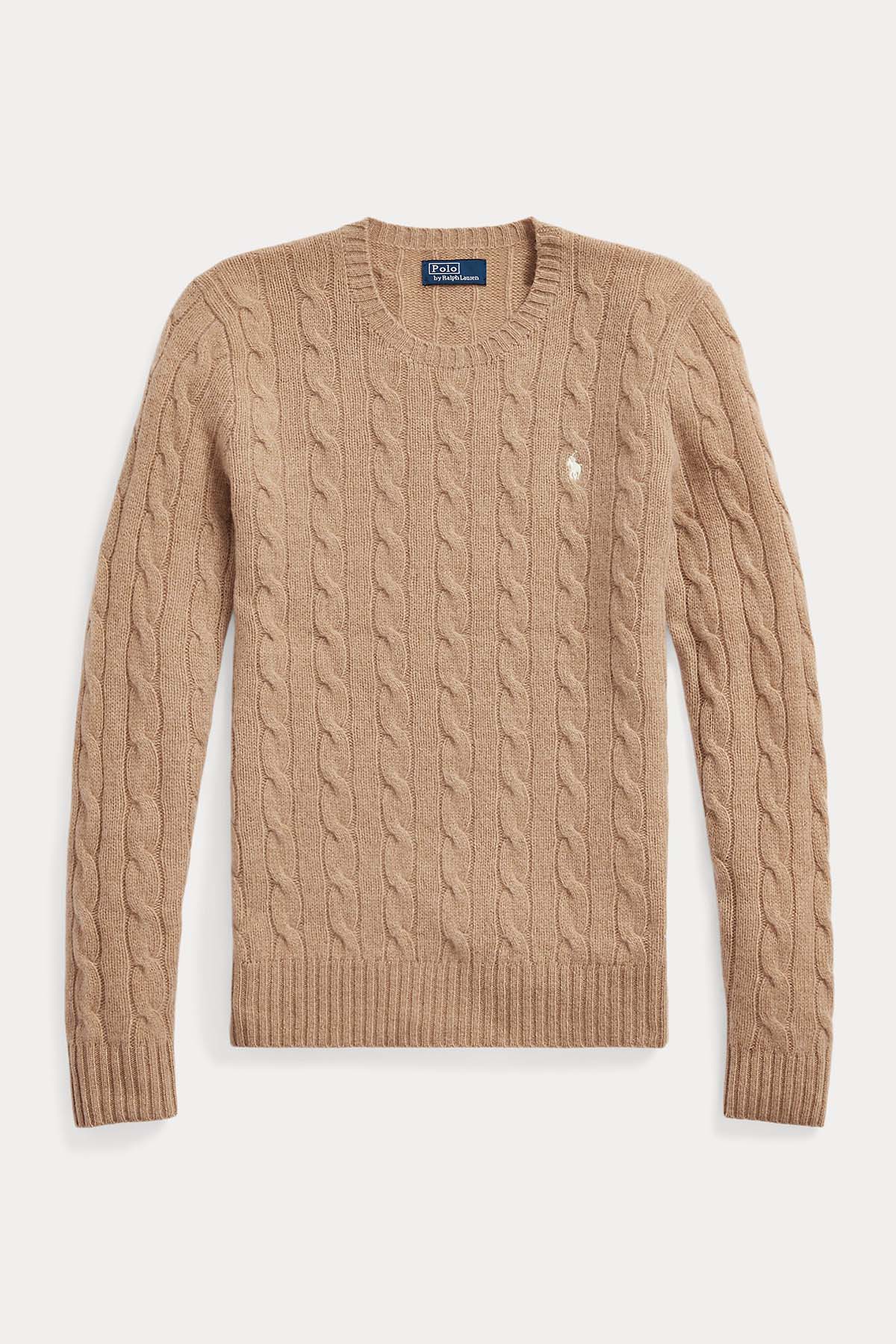 Polo Ralph Lauren Kaşmirli Slim Fit Yuvarlak Yaka Saç Örgü Yün Triko-Libas Trendy Fashion Store