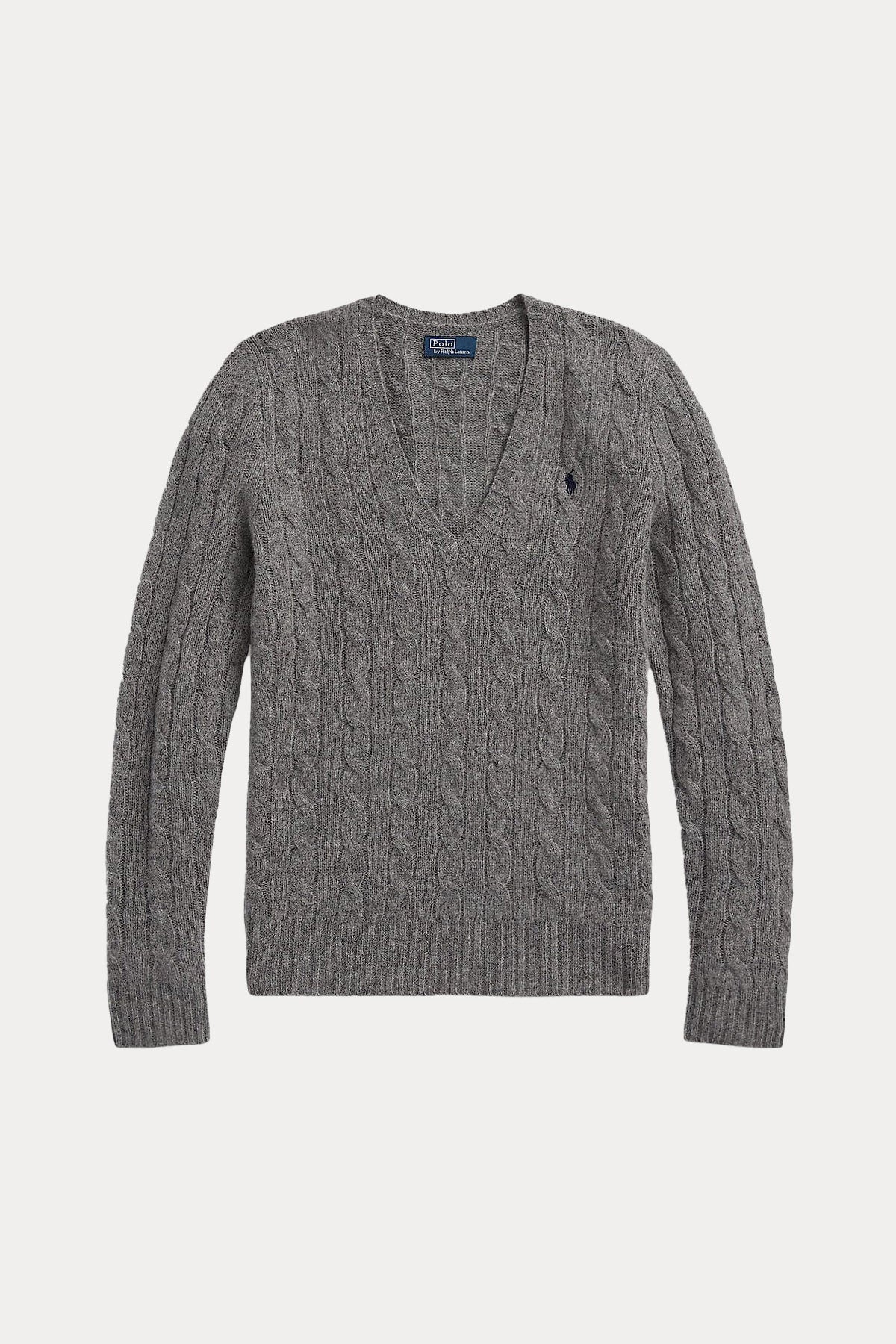 Polo Ralph Lauren Kaşmirli Slim Fit V Yaka Saç Örgü Yün Triko-Libas Trendy Fashion Store