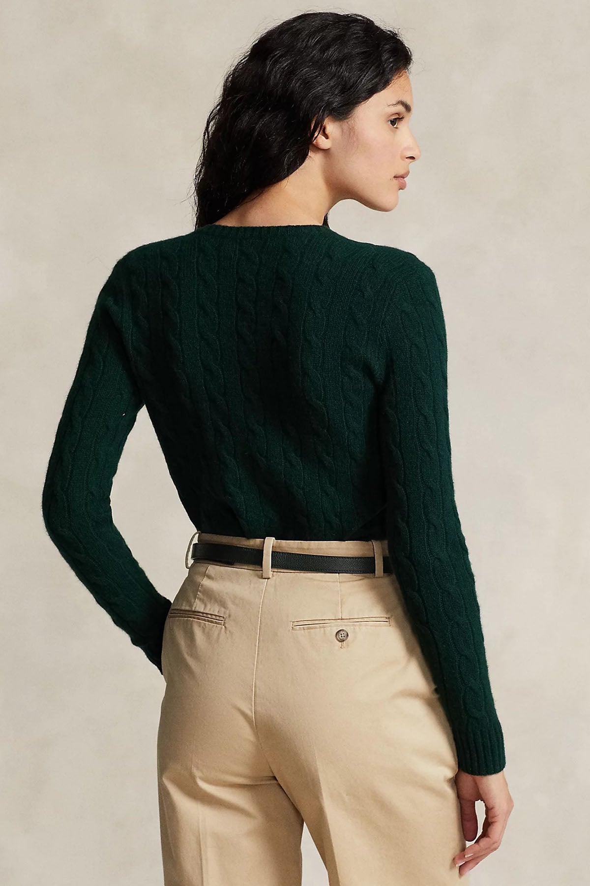 Polo Ralph Lauren Kaşmirli Slim Fit V Yaka Saç Örgü Yün Triko-Libas Trendy Fashion Store