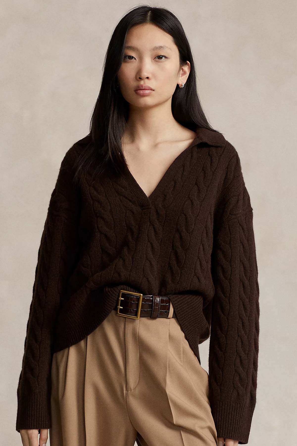 Polo Ralph Lauren Polo Yaka Saç Örgü Kaşmirli Yün Örgü Triko-Libas Trendy Fashion Store