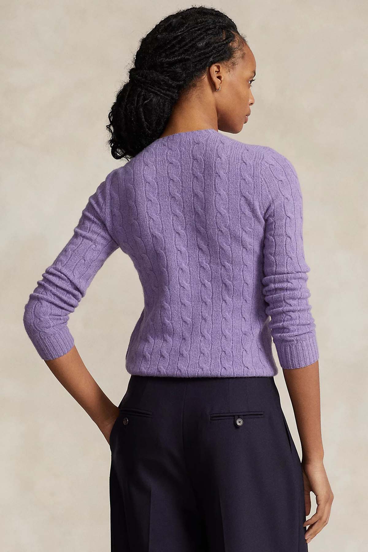 Polo Ralph Lauren Kaşmirli Slim Fit Yuvarlak Yaka Saç Örgü Yün Triko-Libas Trendy Fashion Store