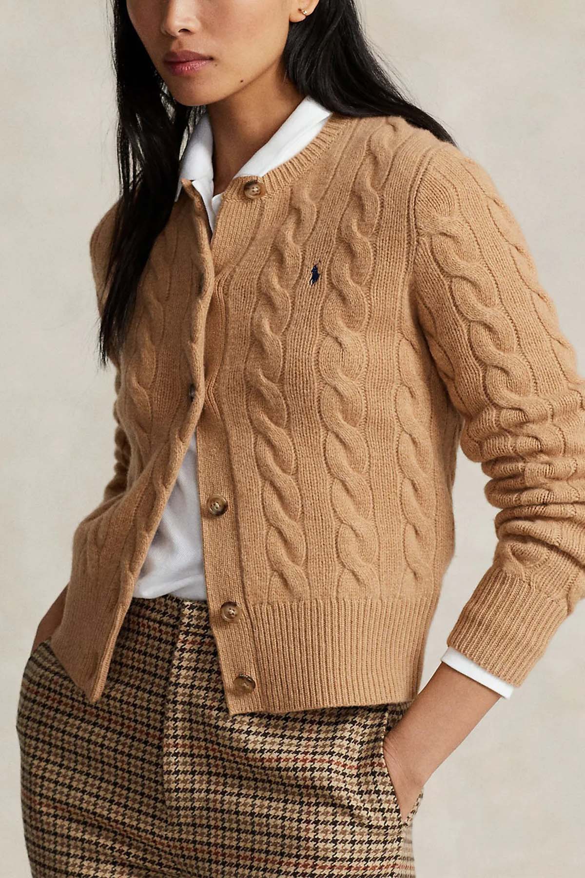 Polo Ralph Lauren Slim Fit Kaşmirli Saç Örgü Yün Triko Ceket-Libas Trendy Fashion Store