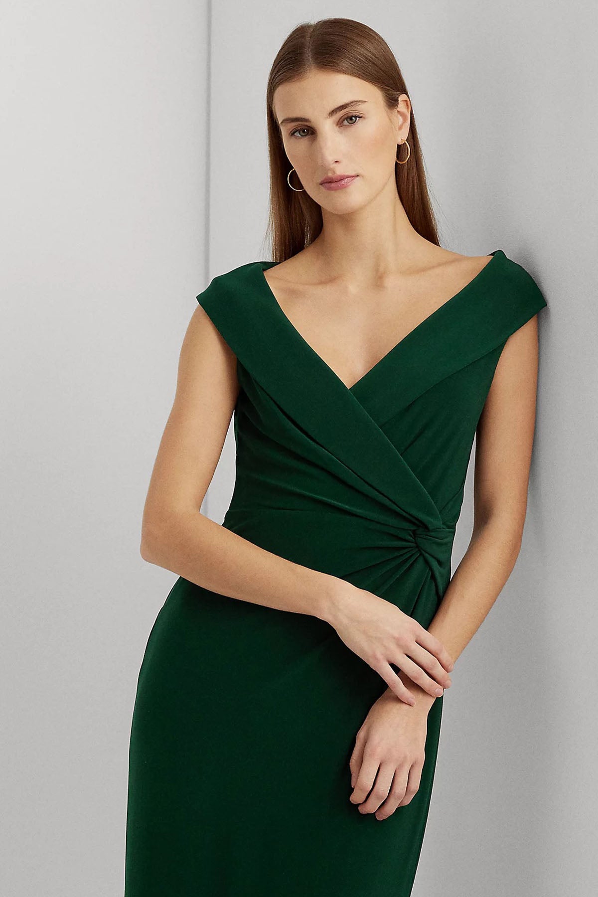 Polo Ralph Lauren V Yaka Kruvaze Maxi Abiye Elbise-Libas Trendy Fashion Store