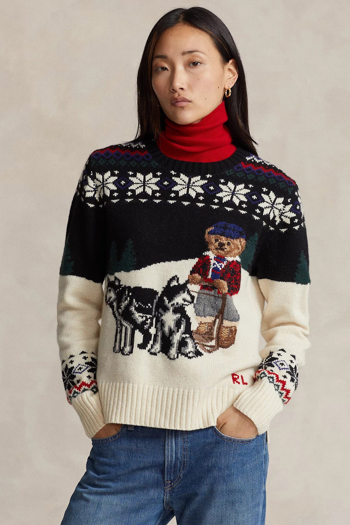 Polo Ralph Lauren Polo Bear Husky Kayak Temalı Yün Örgü Triko