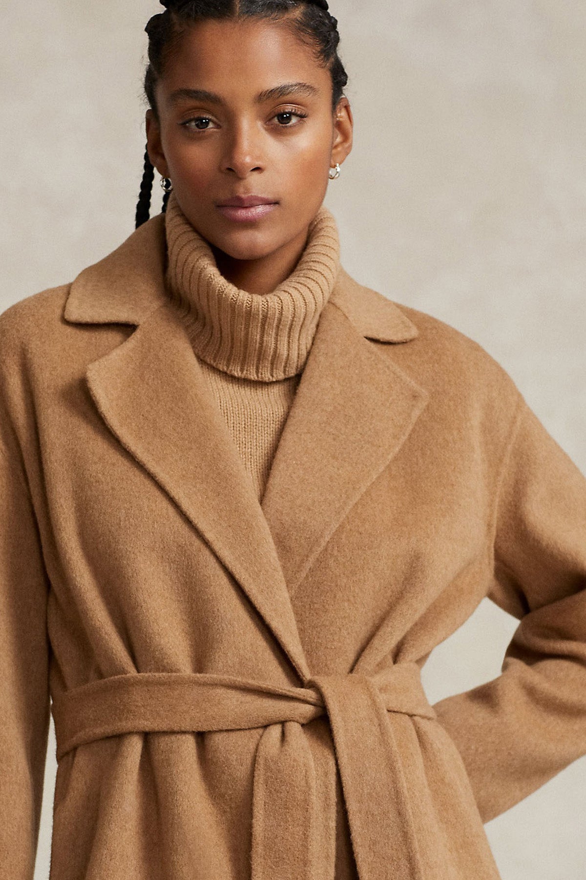 Polo Ralph Lauren Geniş Yaka Belden Kuşaklı Kaşmirli Yün Kaban-Libas Trendy Fashion Store