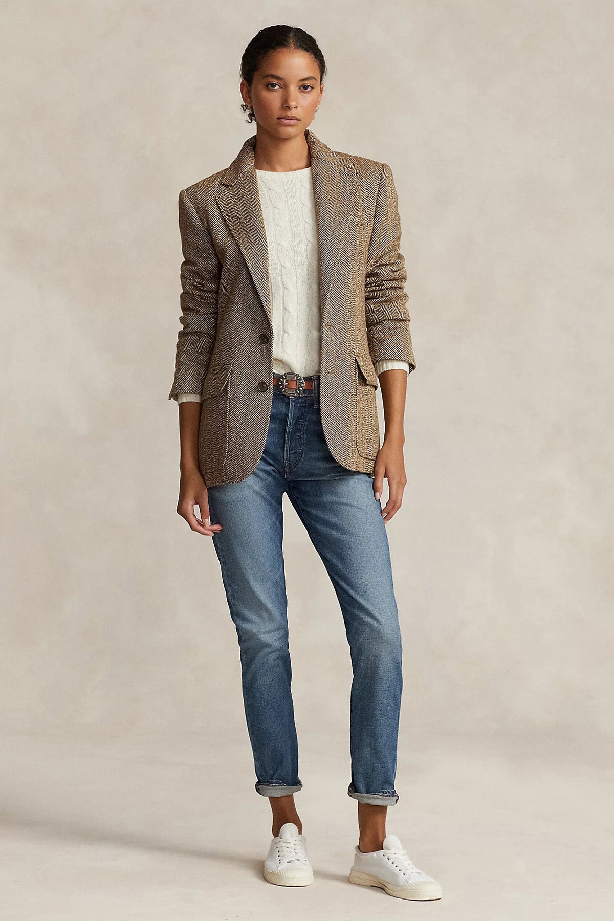 Polo Ralph Lauren Balıksırtı Desenli İpekli Keten Blazer Ceket-Libas Trendy Fashion Store