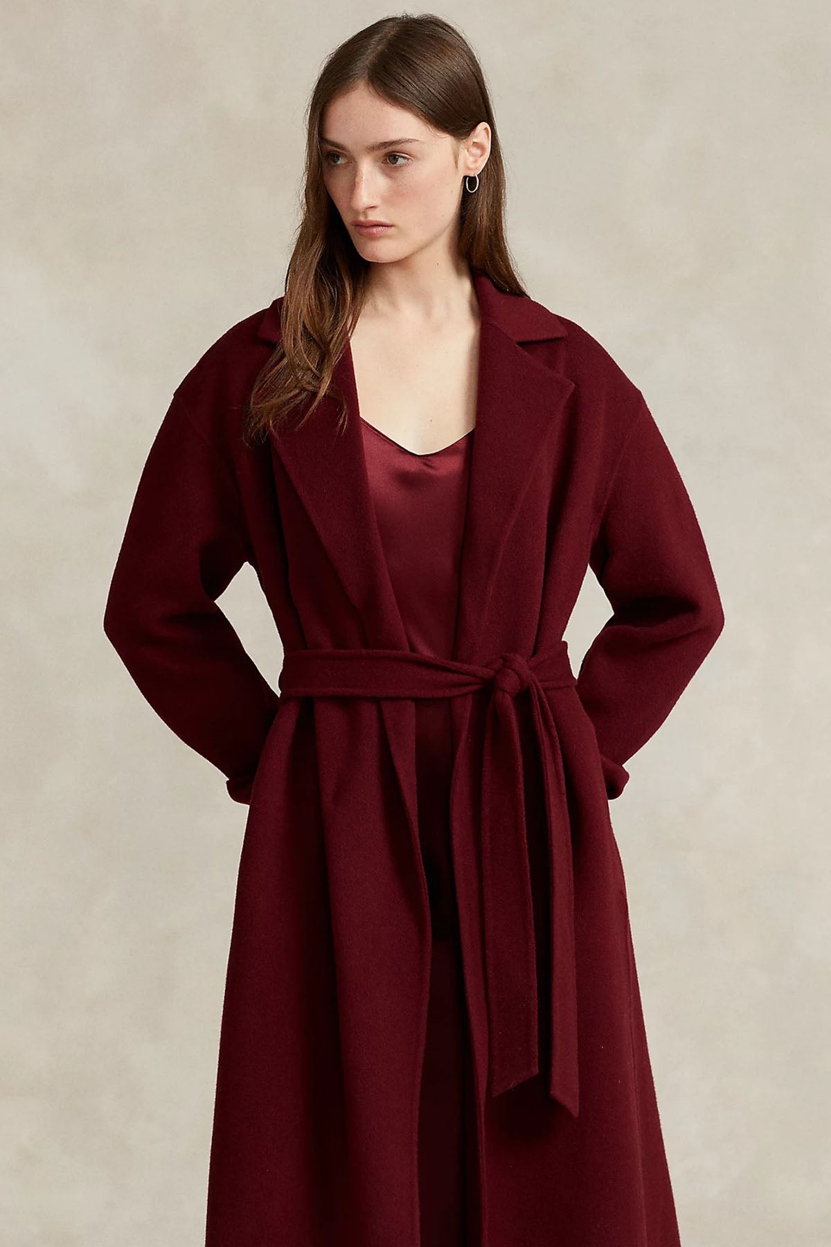 Polo Ralph Lauren Geniş Yaka Belden Kuşaklı Kaşmirli Yün Kaban-Libas Trendy Fashion Store