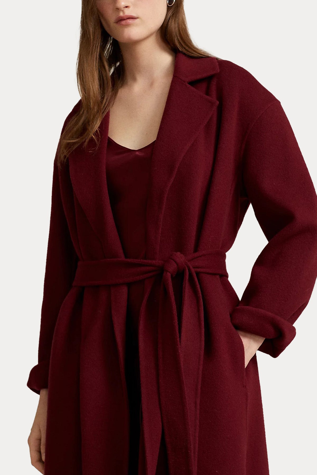 Polo Ralph Lauren Geniş Yaka Belden Kuşaklı Kaşmirli Yün Kaban-Libas Trendy Fashion Store