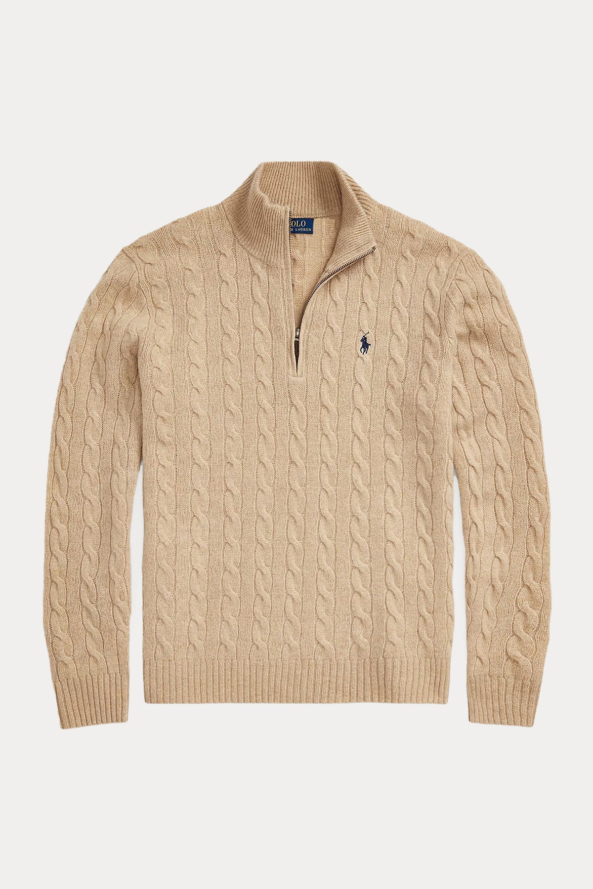 Polo Ralph Lauren Yarım Fermuarlı Dik Yaka Saç Örgü Kaşmirli Yün Triko-Libas Trendy Fashion Store