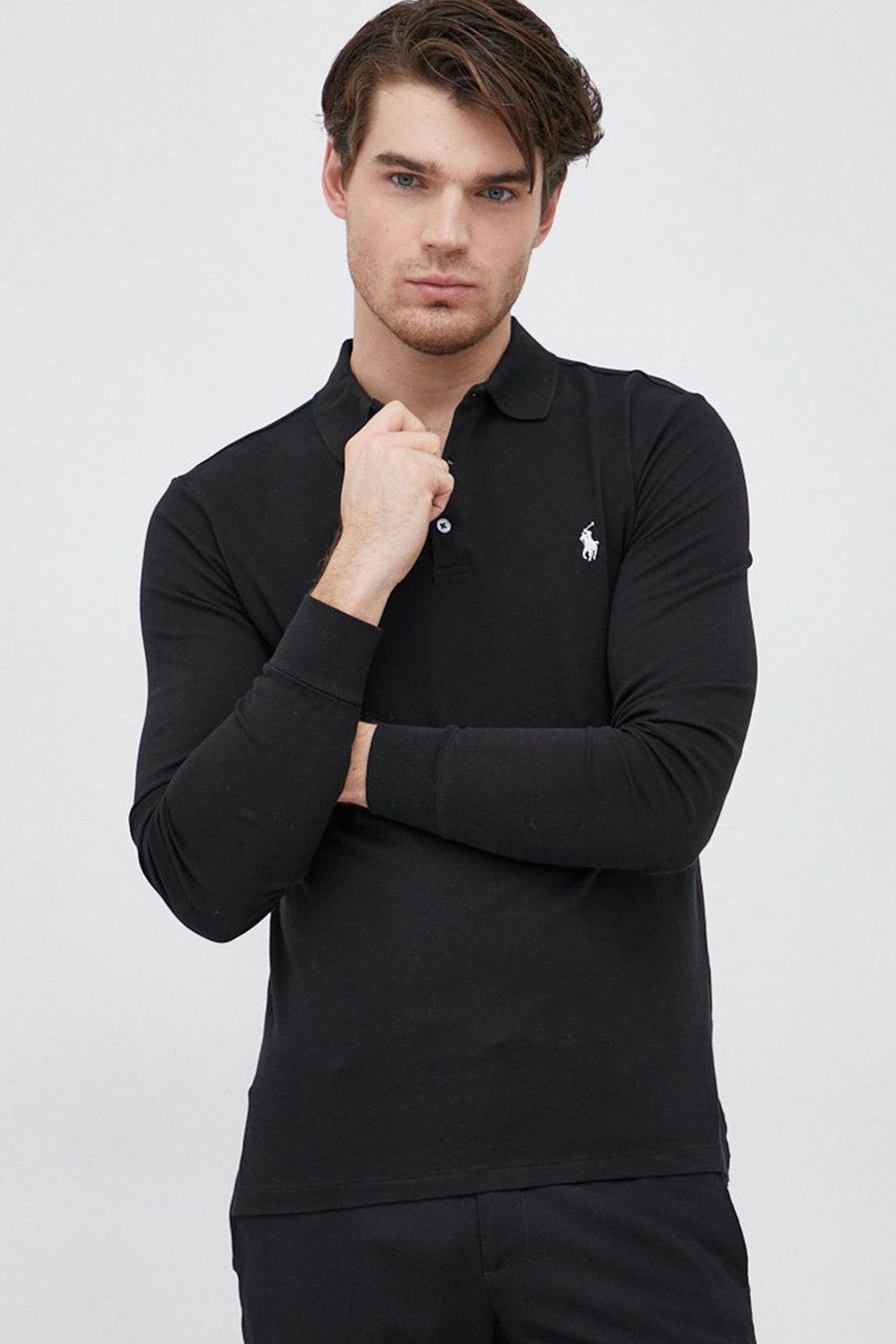 POLO RALPH LAUREN ブラック SLIM FIT バラ売り 1枚 Polo Ralph Lauren Slim Fit Stretch Mesh Polo Yaka Uzun Kollu T