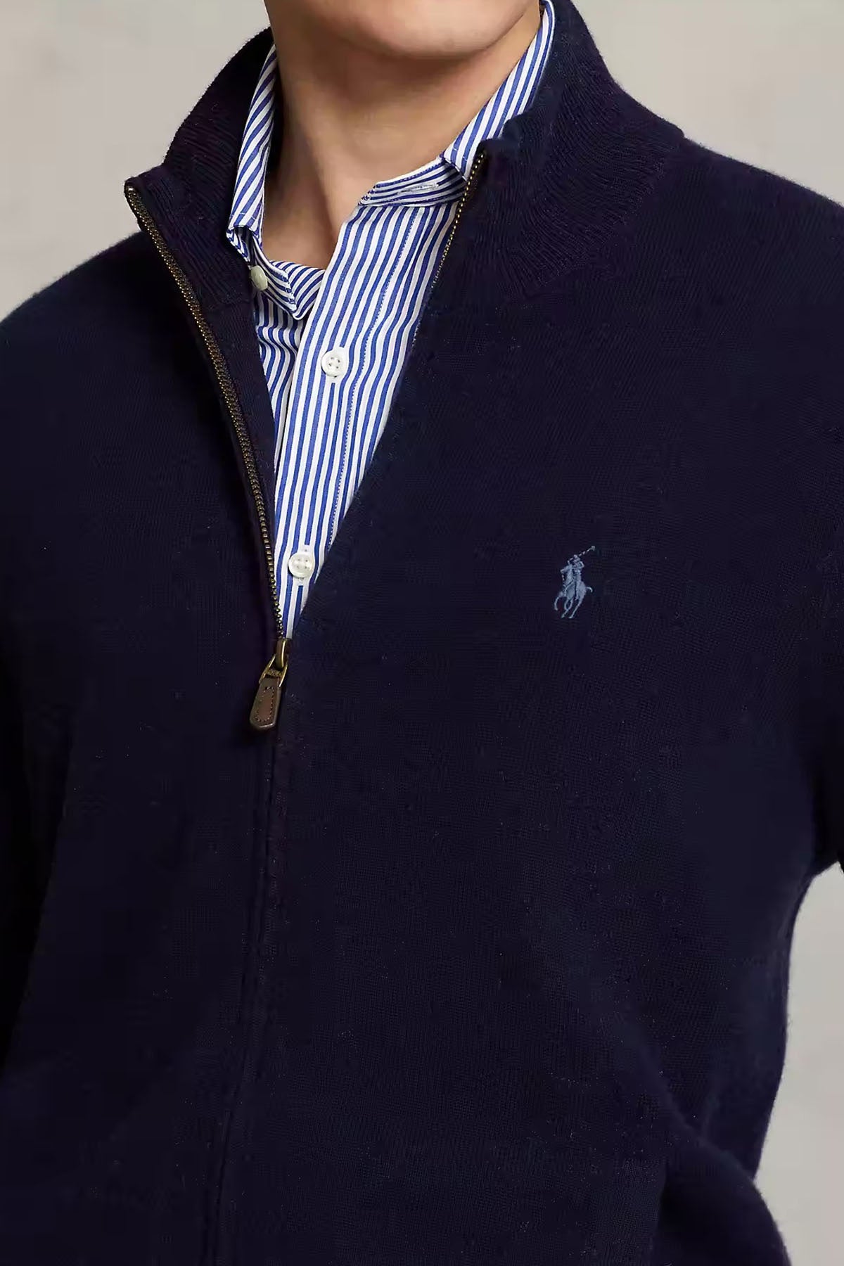 Polo Ralph Lauren Dik Yaka Fermuarlı Yün Triko Ceket-Libas Trendy Fashion Store