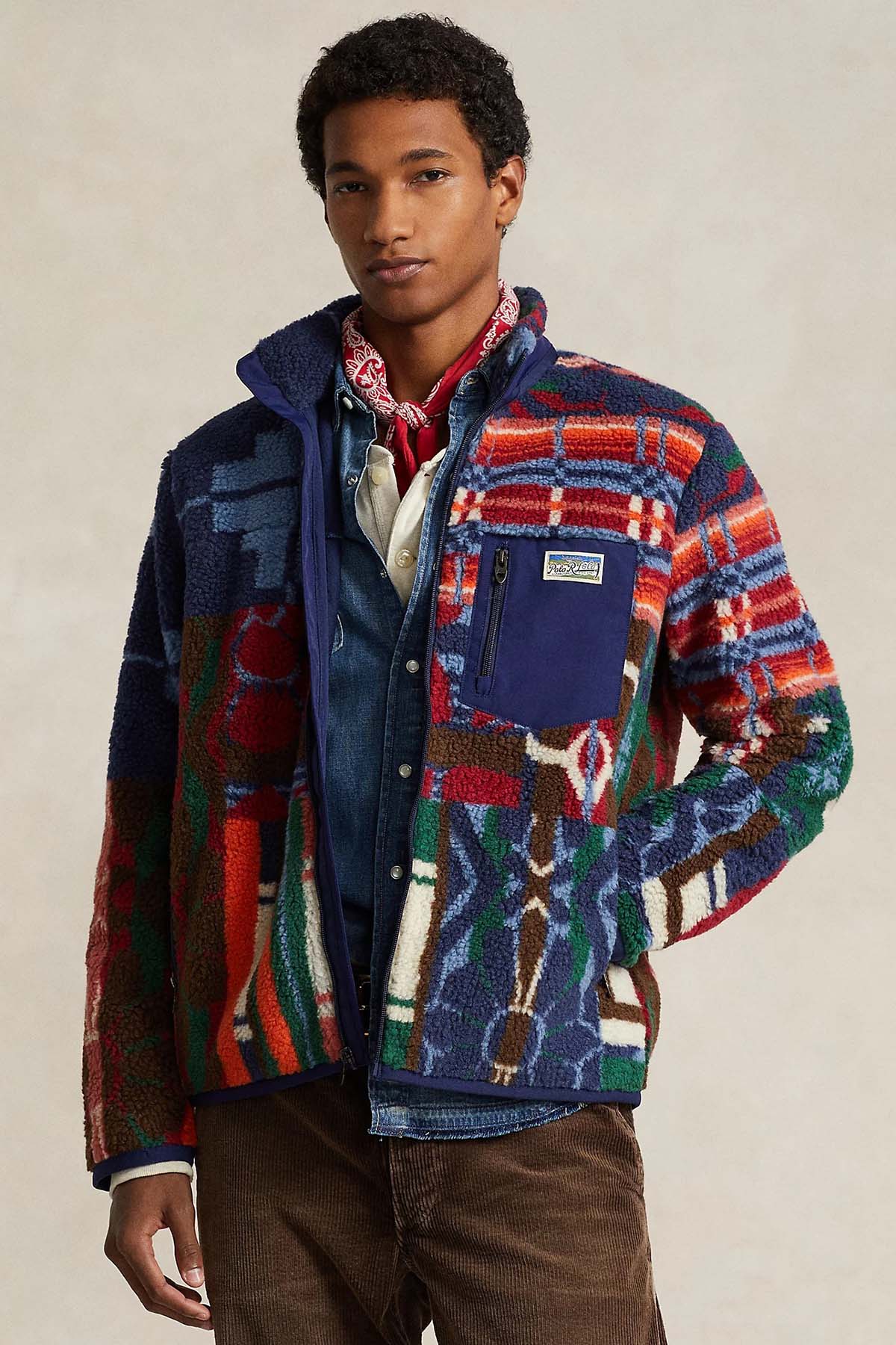 Polo Ralph Lauren Patchwork Etnik Desenli Polar Ceket-Libas Trendy Fashion Store