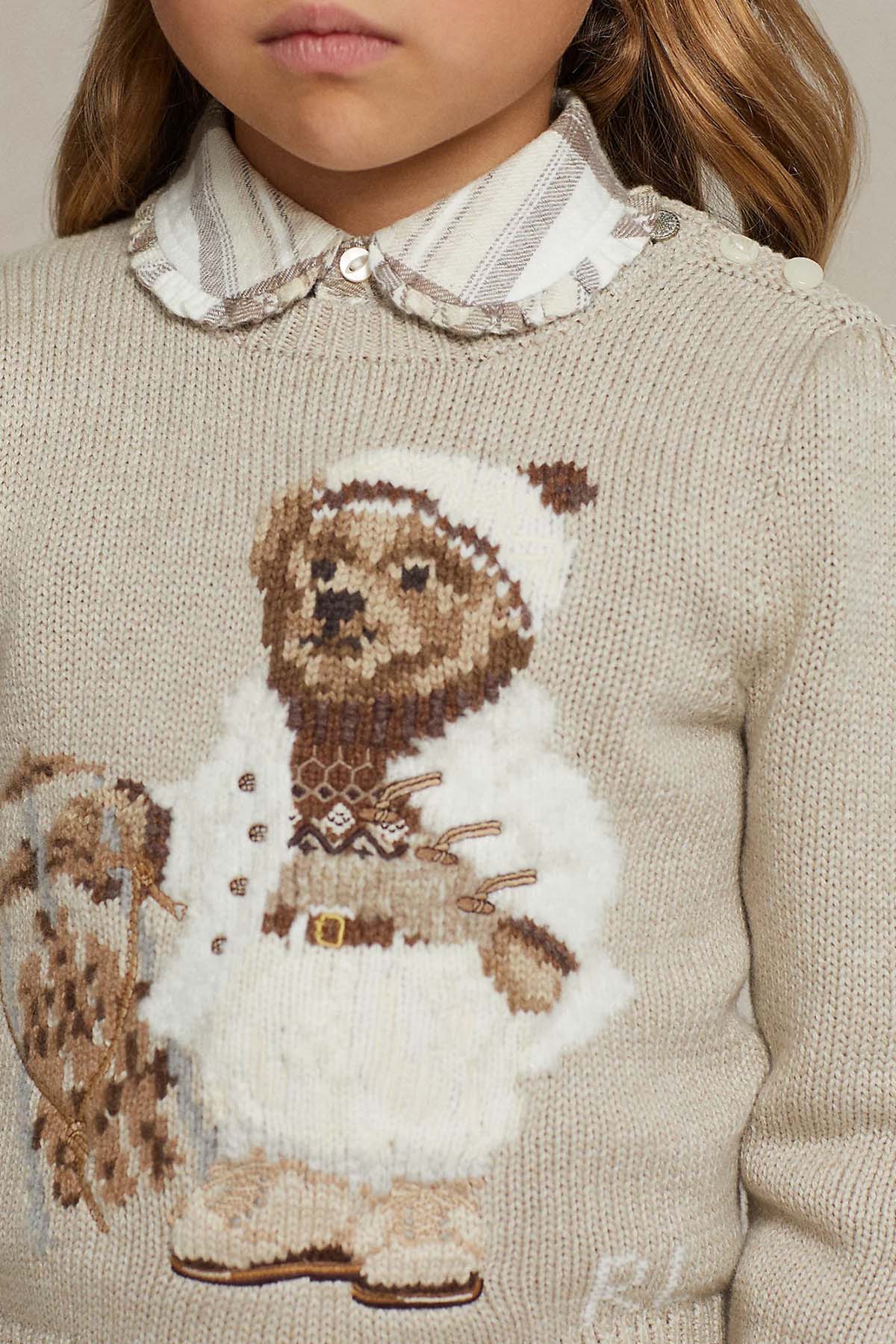 Polo Ralph Lauren Kids 4-6 Yaş Kız Çocuk Örgü Polo Bear Triko-Libas Trendy Fashion Store