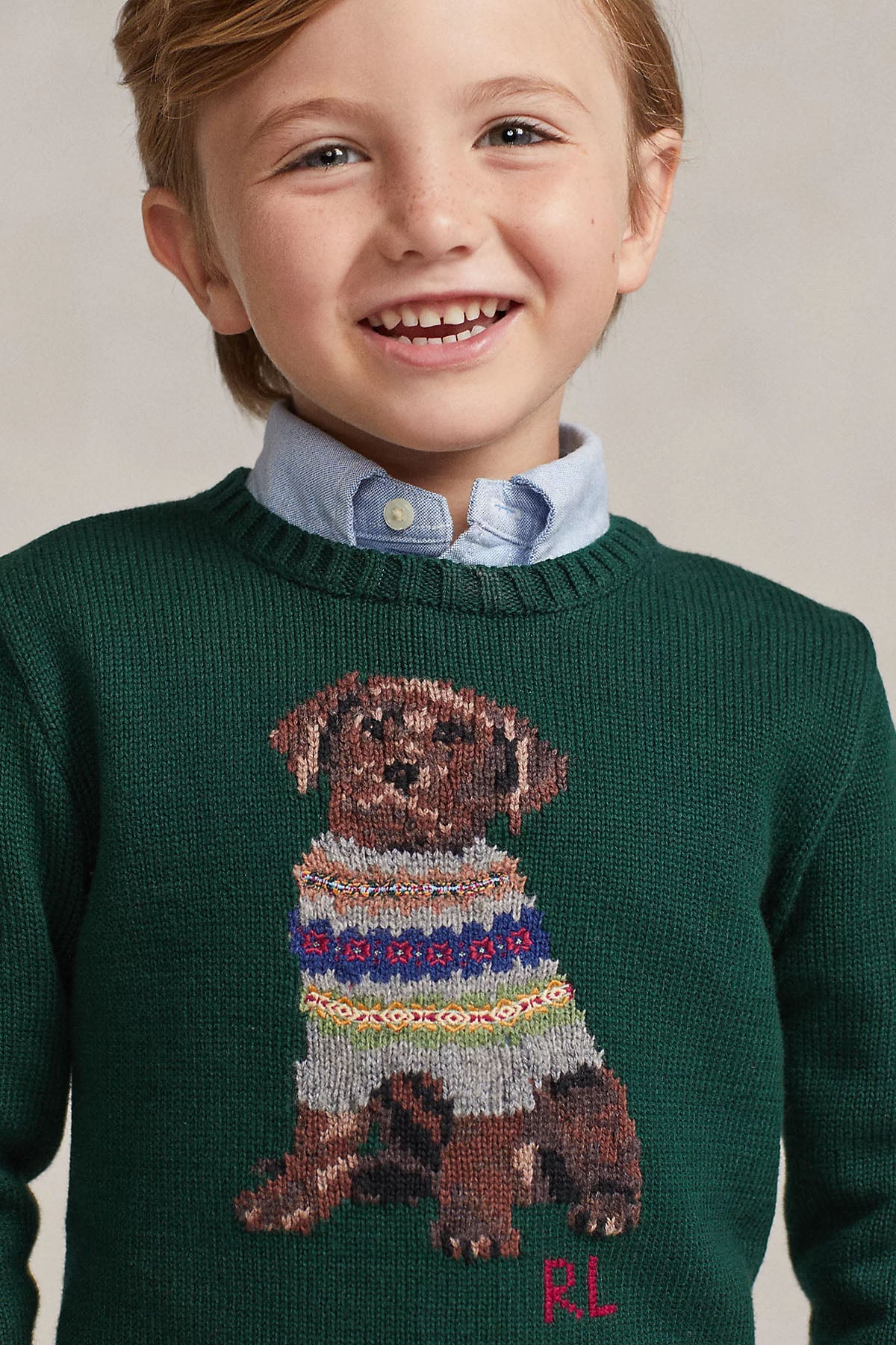 Polo Ralph Lauren Kids 2-6 Yaş Unisex Çocuk Köpek Temalı Örgü Triko-Libas Trendy Fashion Store