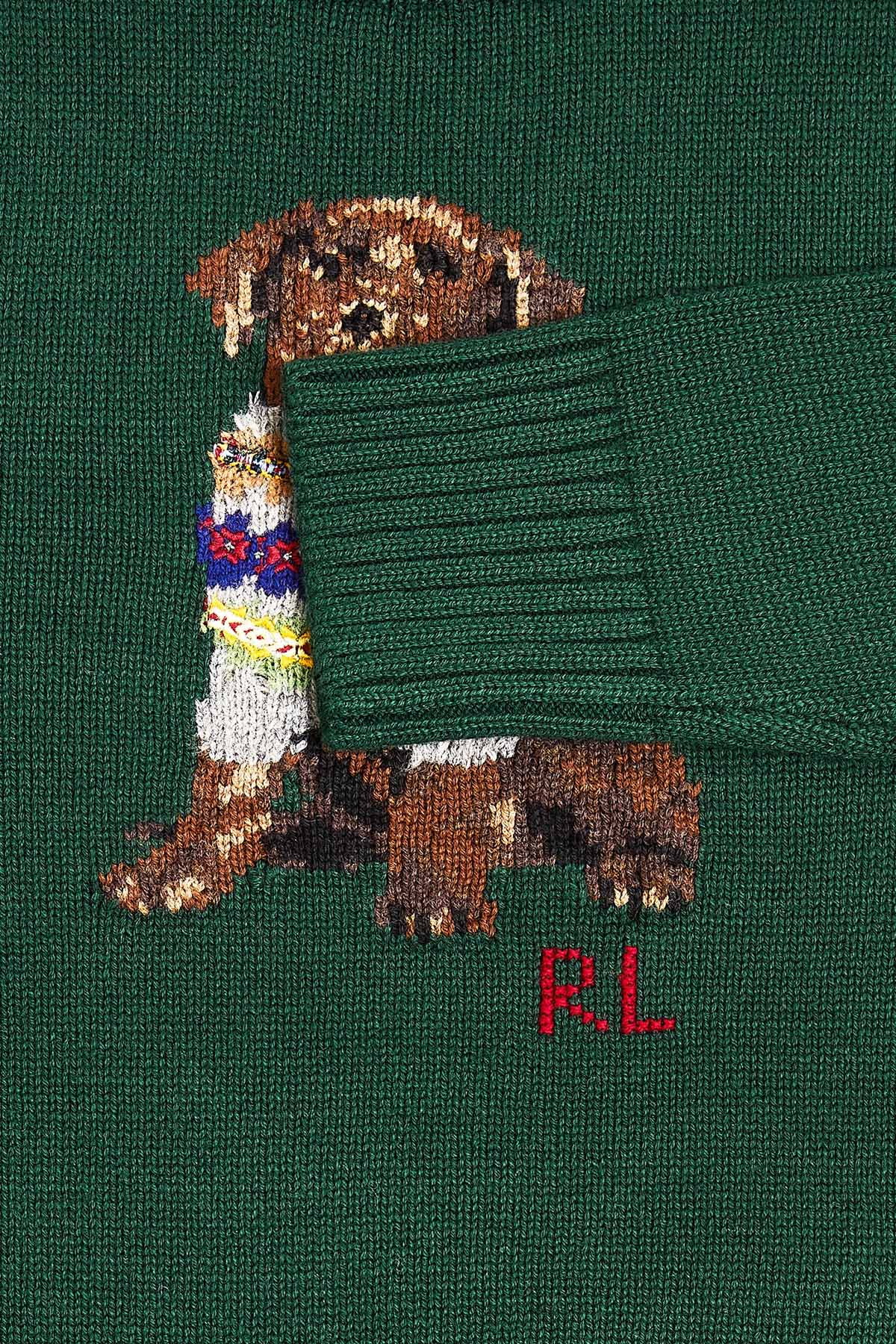 Polo Ralph Lauren Kids 2-6 Yaş Unisex Çocuk Köpek Temalı Örgü Triko-Libas Trendy Fashion Store