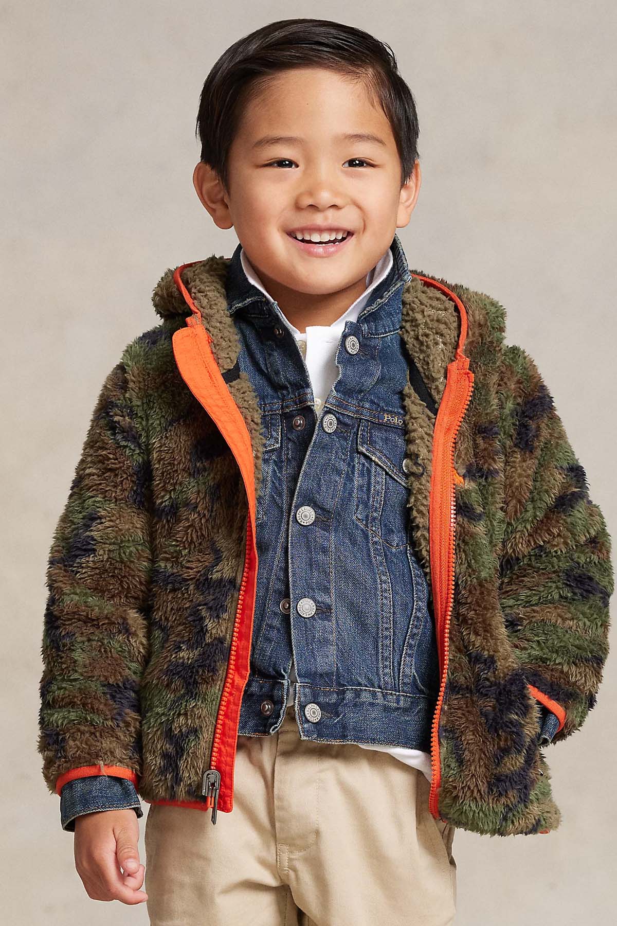 Polo Ralph Lauren Kids 3-4 Yaş Unisex Çocuk Kamuflaj Desenli Kapüşonlu Polar Ceket-Libas Trendy Fashion Store